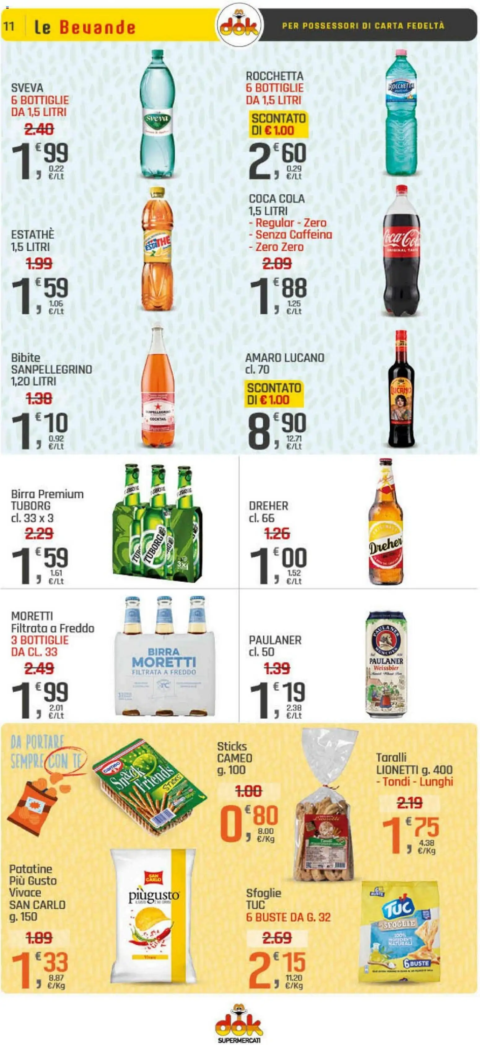 Volantino DOK del 20.04.2026 | Pagina: 11 | Prodotti: Birra, Taralli, Amaro, Coca Cola
