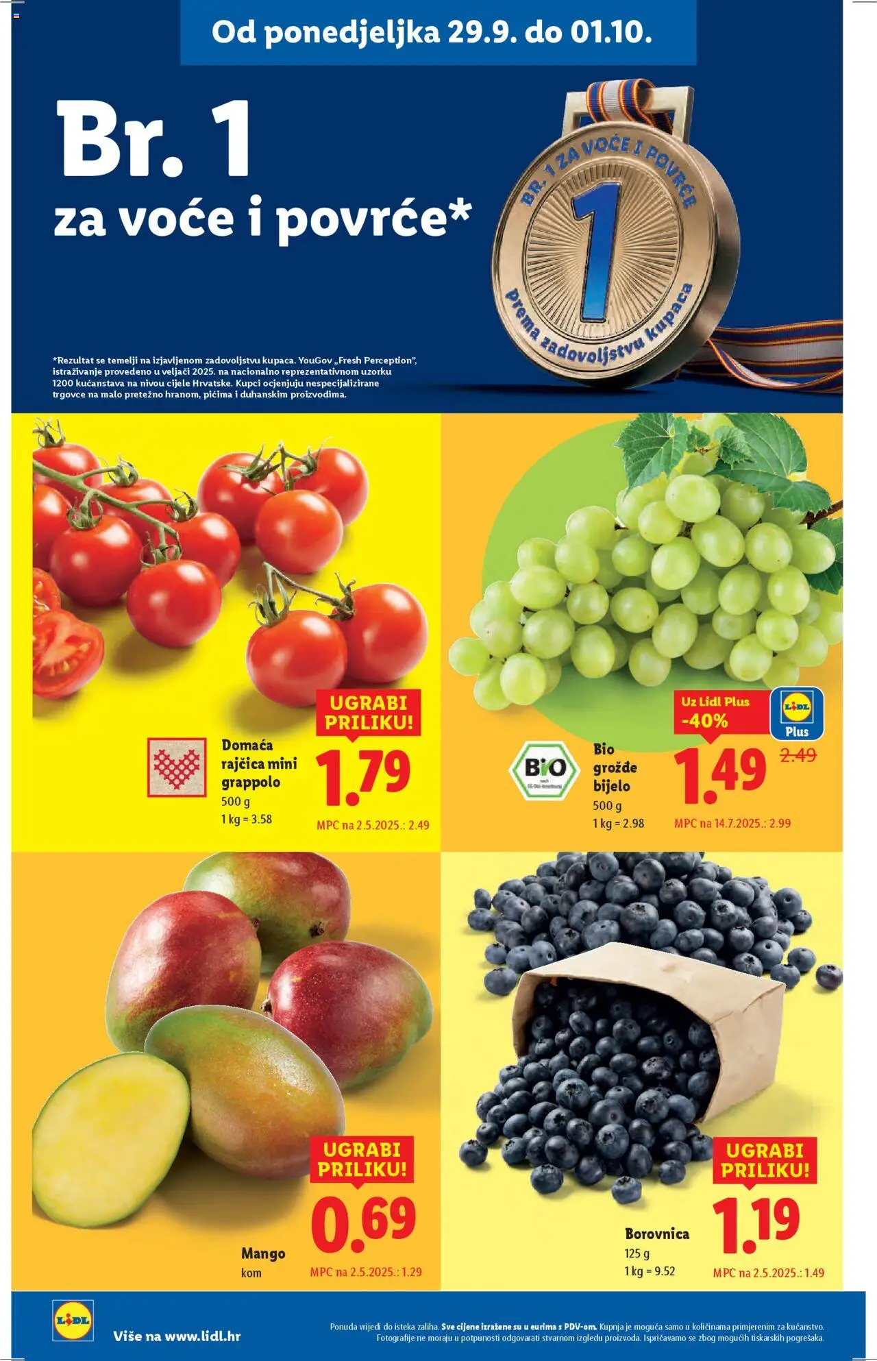 Lidl katalog | vrijedi od 29.09.2025 | Stranica: 4 | Proizvodi: Voće, Borovnica, Grožđe, Rajčica