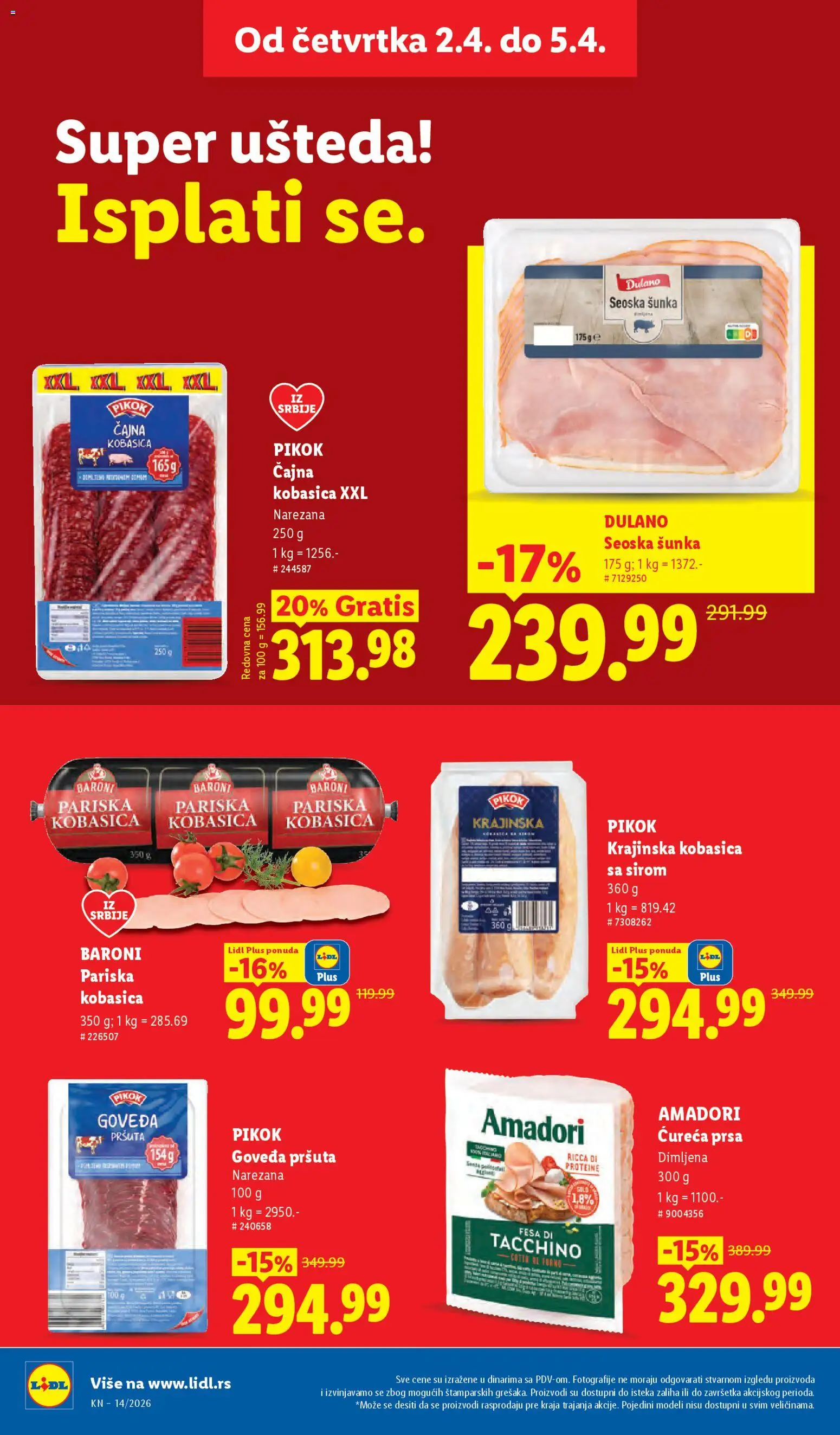 Lidl katalog - važi od 02.04.2026 | Strana: 22 | Proizvode: Šunka, Kobasica