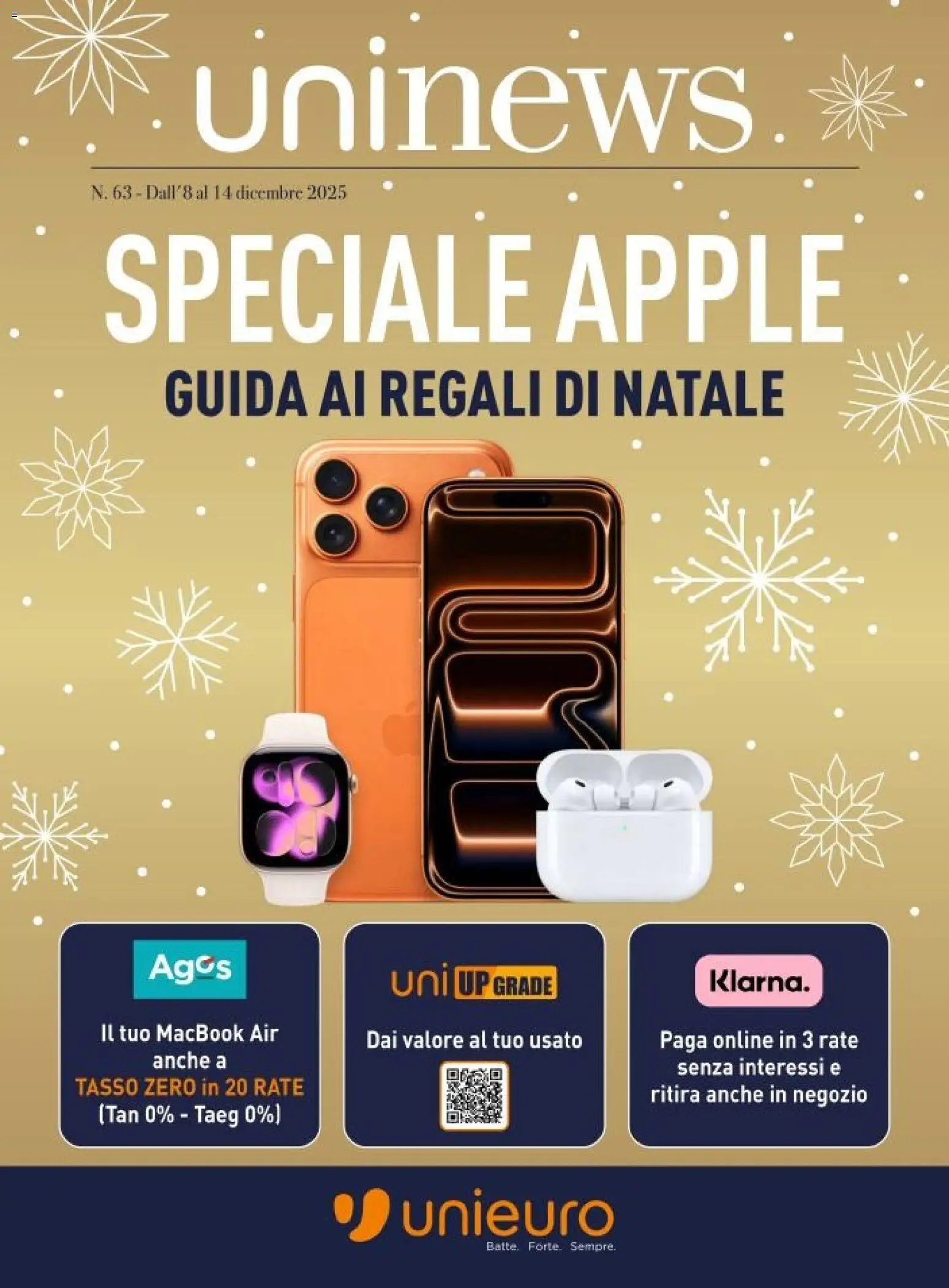 Volantino Unieuro del 08.12.2025 | Pagina: 1 | Prodotti: Macbook air, Macbook