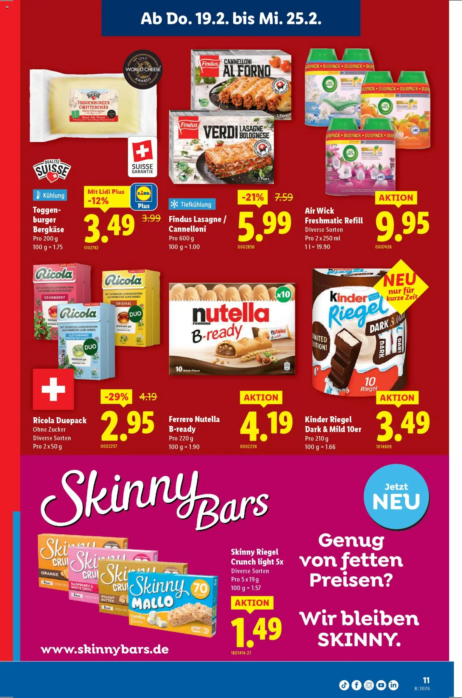 Lidl Aktionen – gültig ab 19.02.2026 | Seite: 11 | Produkte: Burger, Spabad, Ski, Zucker