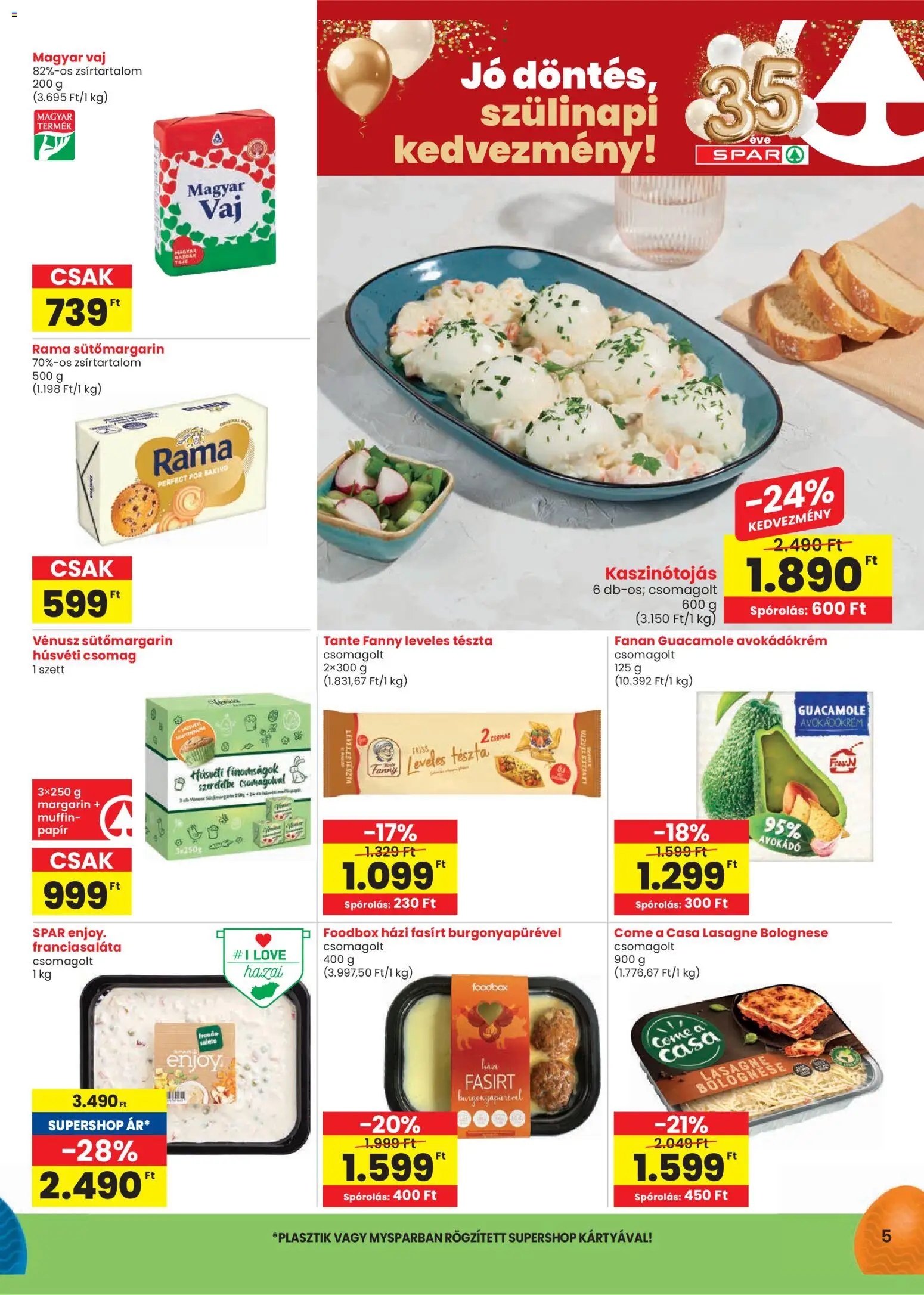 Spar akciós ujság - amely érvényes a következő dátumtól: 31.03.2026 | Oldal: 5 | Termékek: Rama, Leveles tészta, Muffin, Avokádó