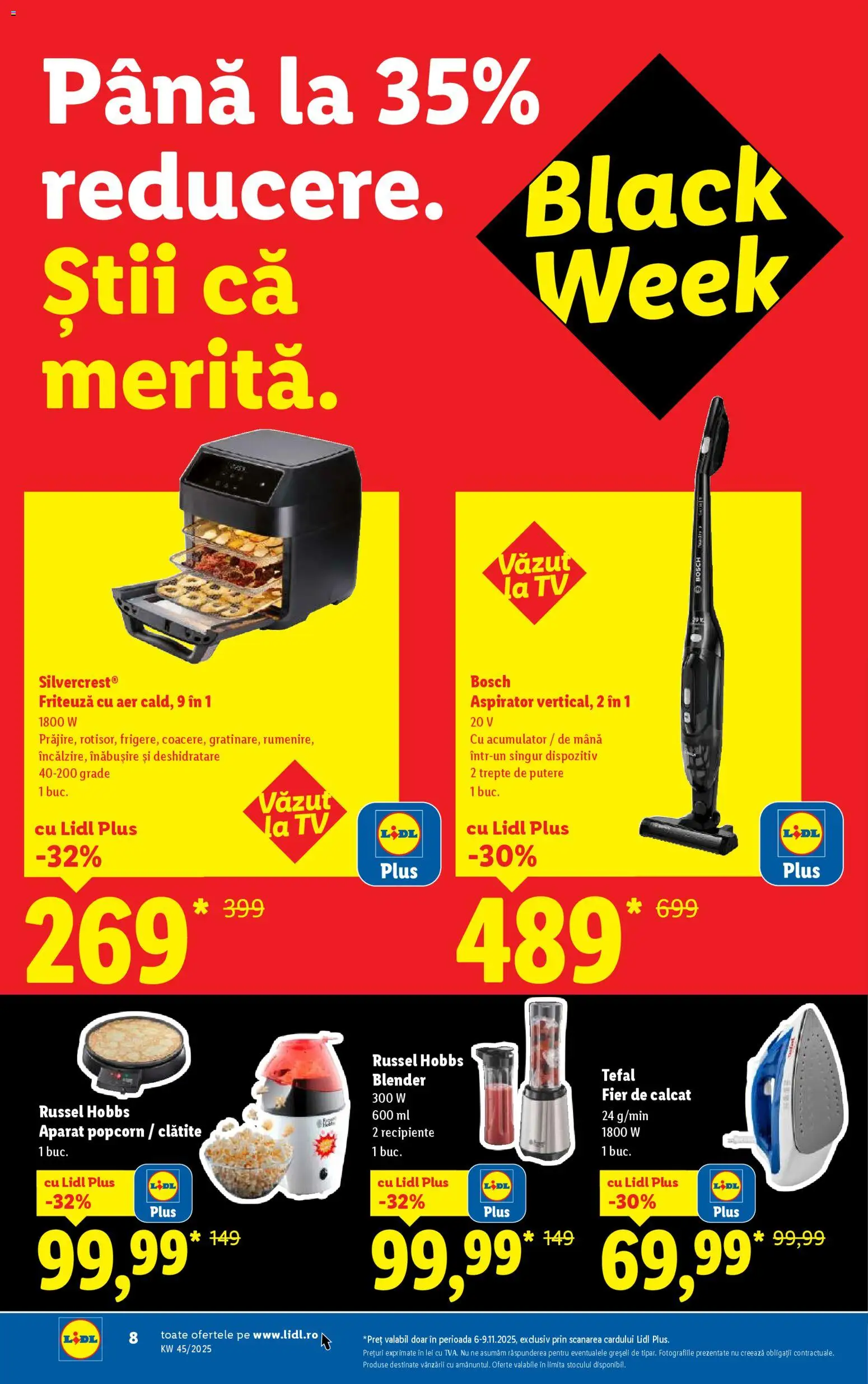 Noul catalog Lidl – valabil de la 03.11.2025 | Pagină: 8 | Produse: Fier de călcat, Blender, Friteuză, Clătite