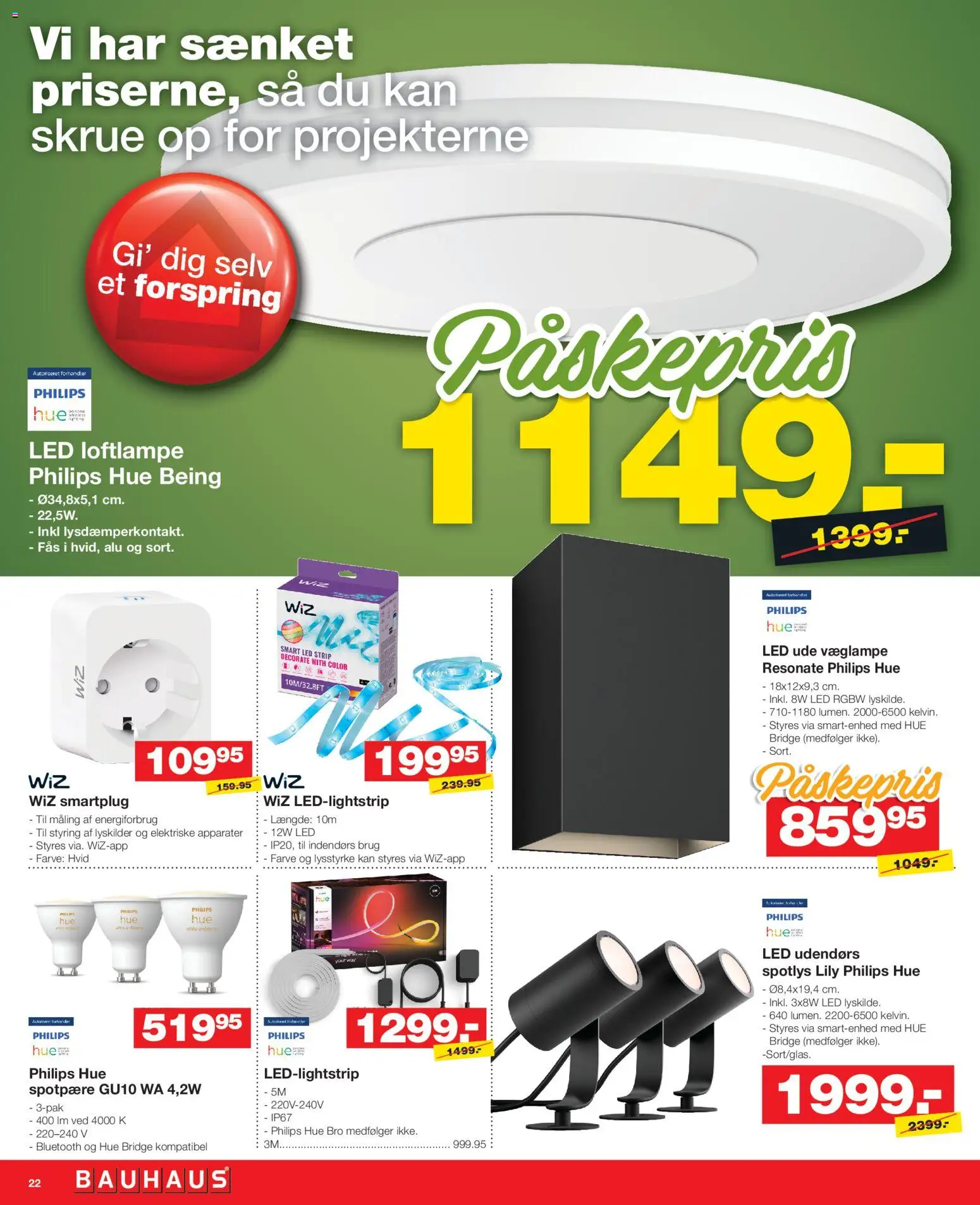 Bauhaus tilbudsavis – gyldig fra 02.04.2026 | Side: 22 | Produkter: Philips Hue, Hue, Skrue, Maling