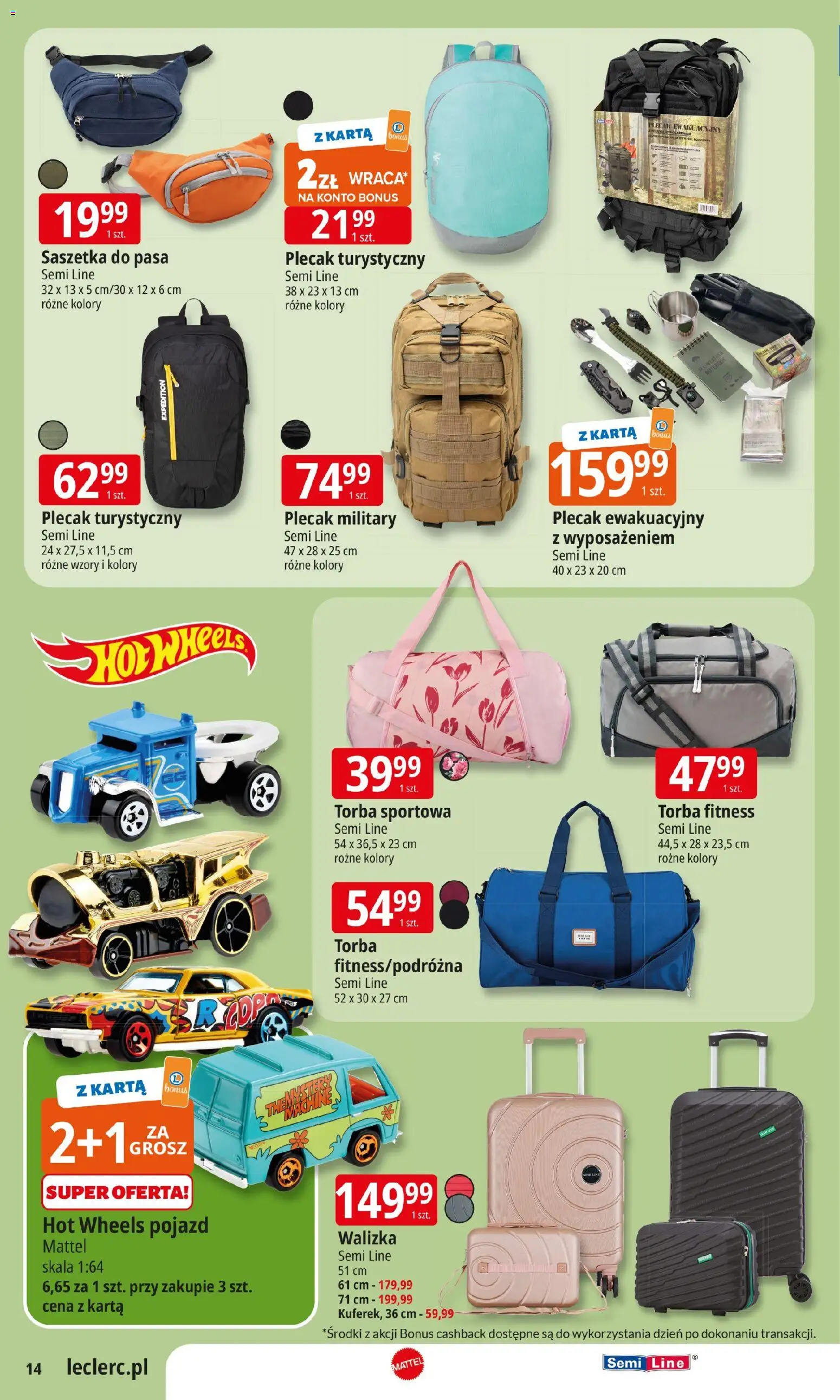 E.Leclerc Gazetka od 27.01.2026 | Strona: 14 | Produkty: Walizka, Torba, Torba sportowa, Notebook