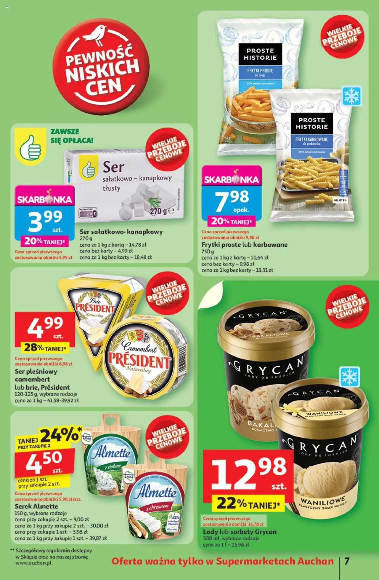 Auchan Gazetka od 05.06.2025 | Strona: 9 | Produkty: Ser pleśniowy, Serek, Camembert, Lody