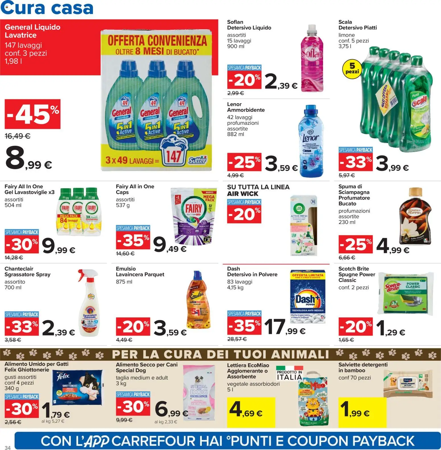 Volantino Carrefour del 26.03.2026 | Pagina: 34 | Prodotti: Detersivo in polvere, Ammorbidente, Limone, Lavatrice