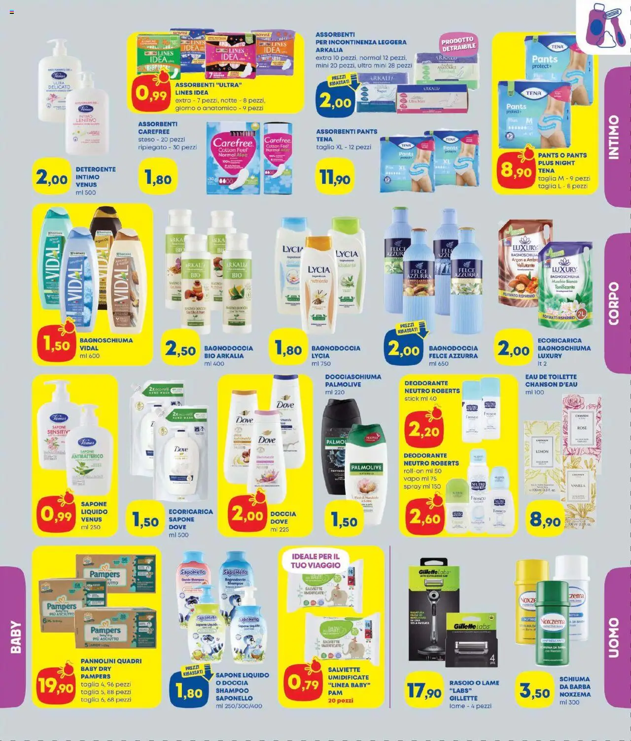 Volantino Panorama del 07.08.2025 | Pagina: 3 | Prodotti: Pannolini, Bagnoschiuma, Pampers, Bagno