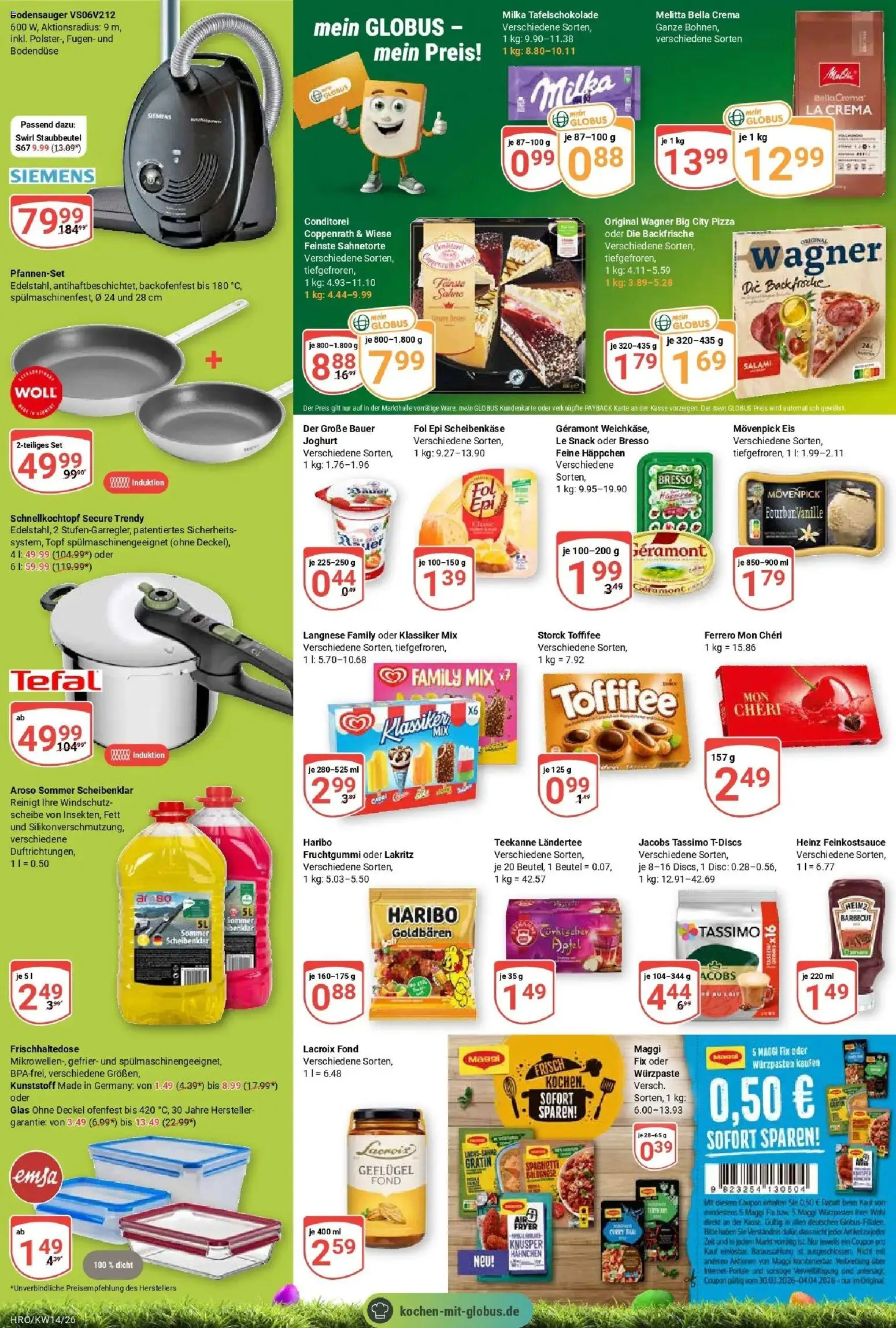 Globus prospekt Rostock	 – gültig ab 29.03.2026 | Seite: 8 | Produkte: Langnese, Movenpick eis, Sahne, Tassimo