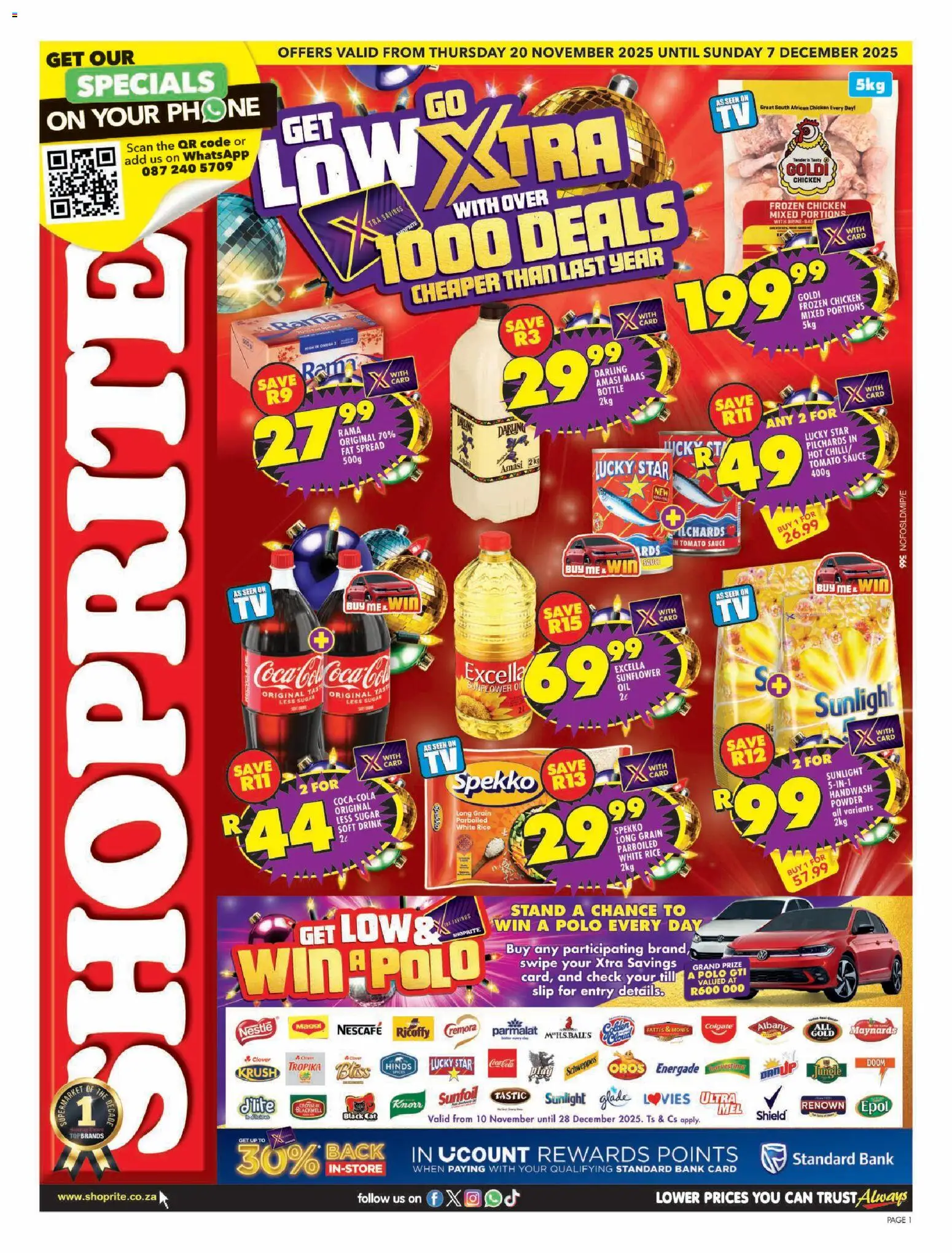 New Shoprite catalogue – valid from 20.11.2025 | Page: 1 | Products: Pilchards, Handwash, Rice, Sauce
