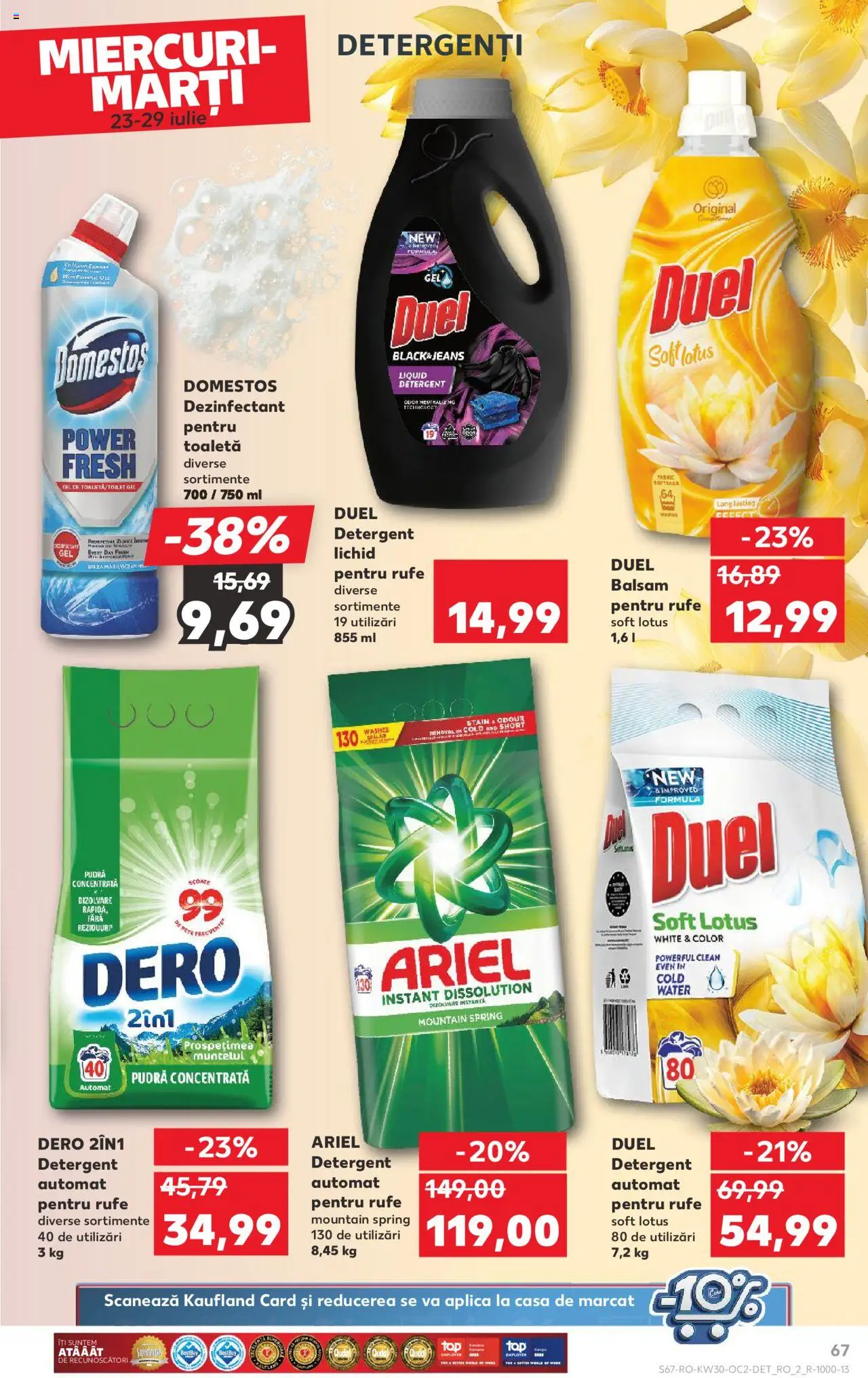 Kaufland RO akciós ujság - amely érvényes a következő dátumtól: 23.07.2025 | Oldal: 67 | Termékek: Ariel