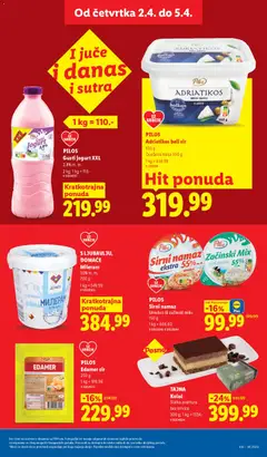 PILOS Adriatikos beli sir, 550 g, Oceđena masa 500 g - pregled Lidl kataloga - važi od 02.04.2026 | Strana: 23