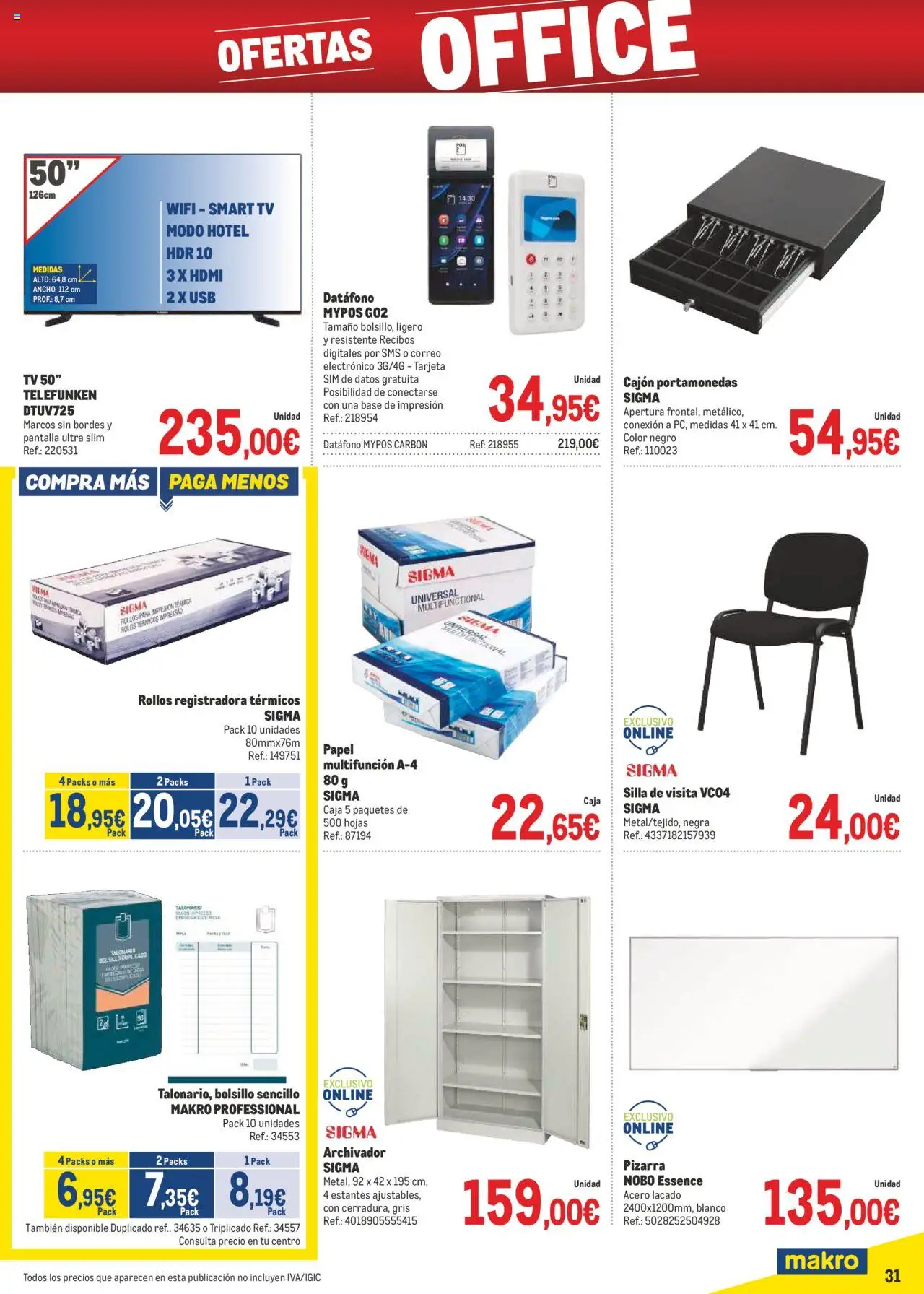 Makro - Precios Centro │ válido desde el 04.08.2025 | Página: 31 | Productos: Archivador, USB, Silla, Caja