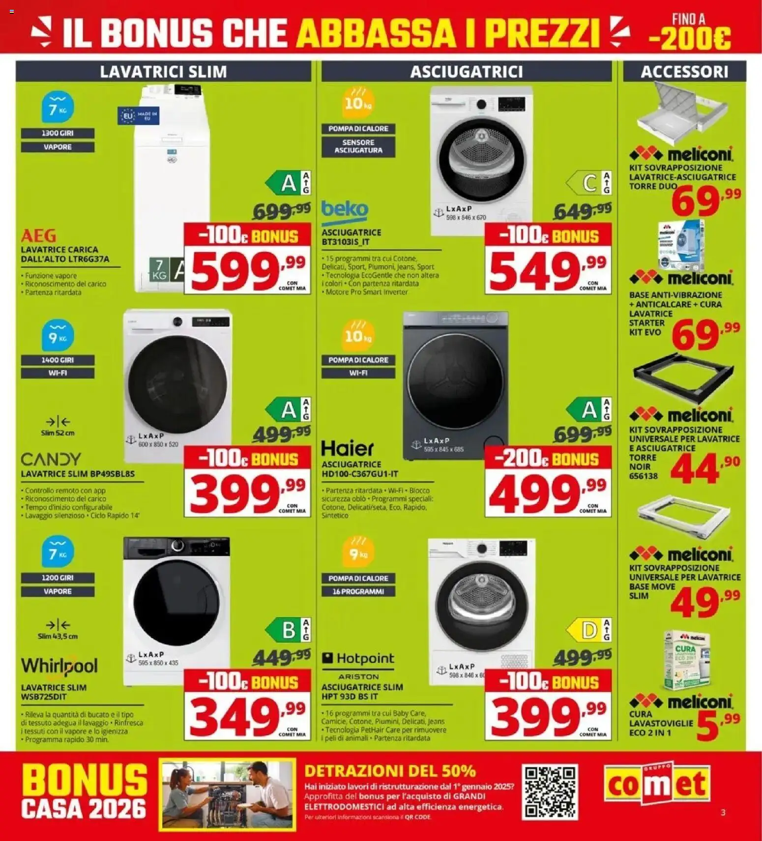 Volantino Comet del 09.04.2026 | Pagina: 3 | Prodotti: Anticalcare, Lavatrice, Asciugatrice, Lavastoviglie