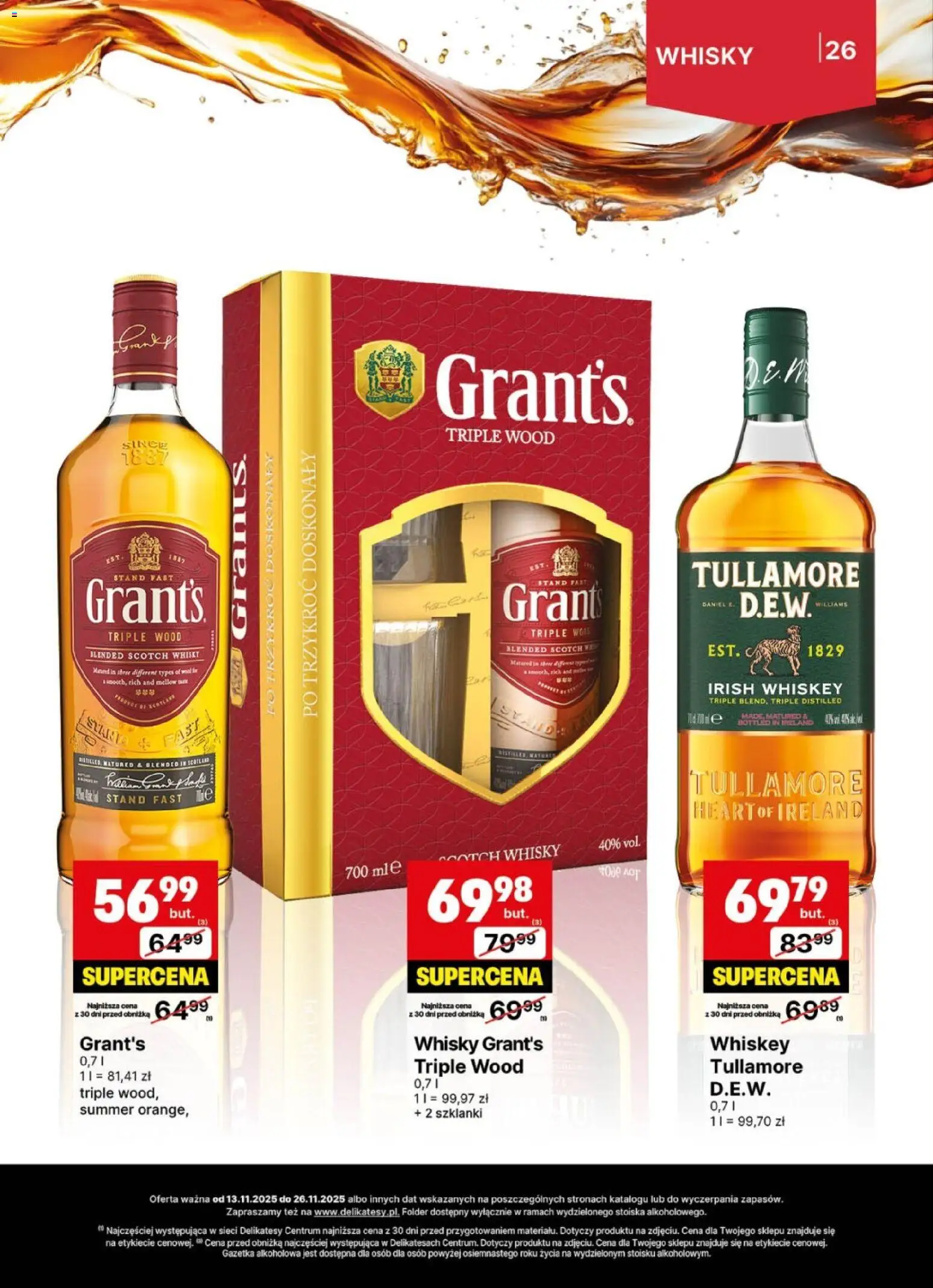 Delikatesy Centrum Gazetka - DeliBarek od 13.11.2025 | Strona: 26 | Produkty: Grant's, Delikatesy, Szklanki, Whisky