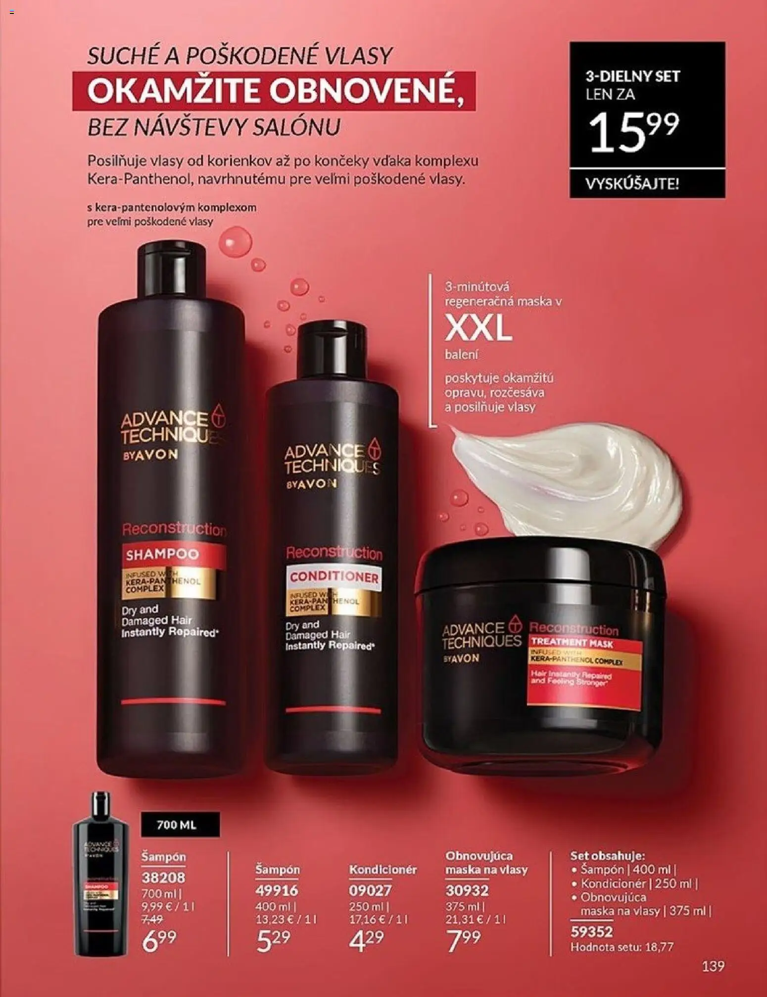 Nové Avon akcie – leták je platný od 01.05.2026 | Strana: 139 | Produkty: Šampón, Kondicionér, Maska na vlasy, Maska