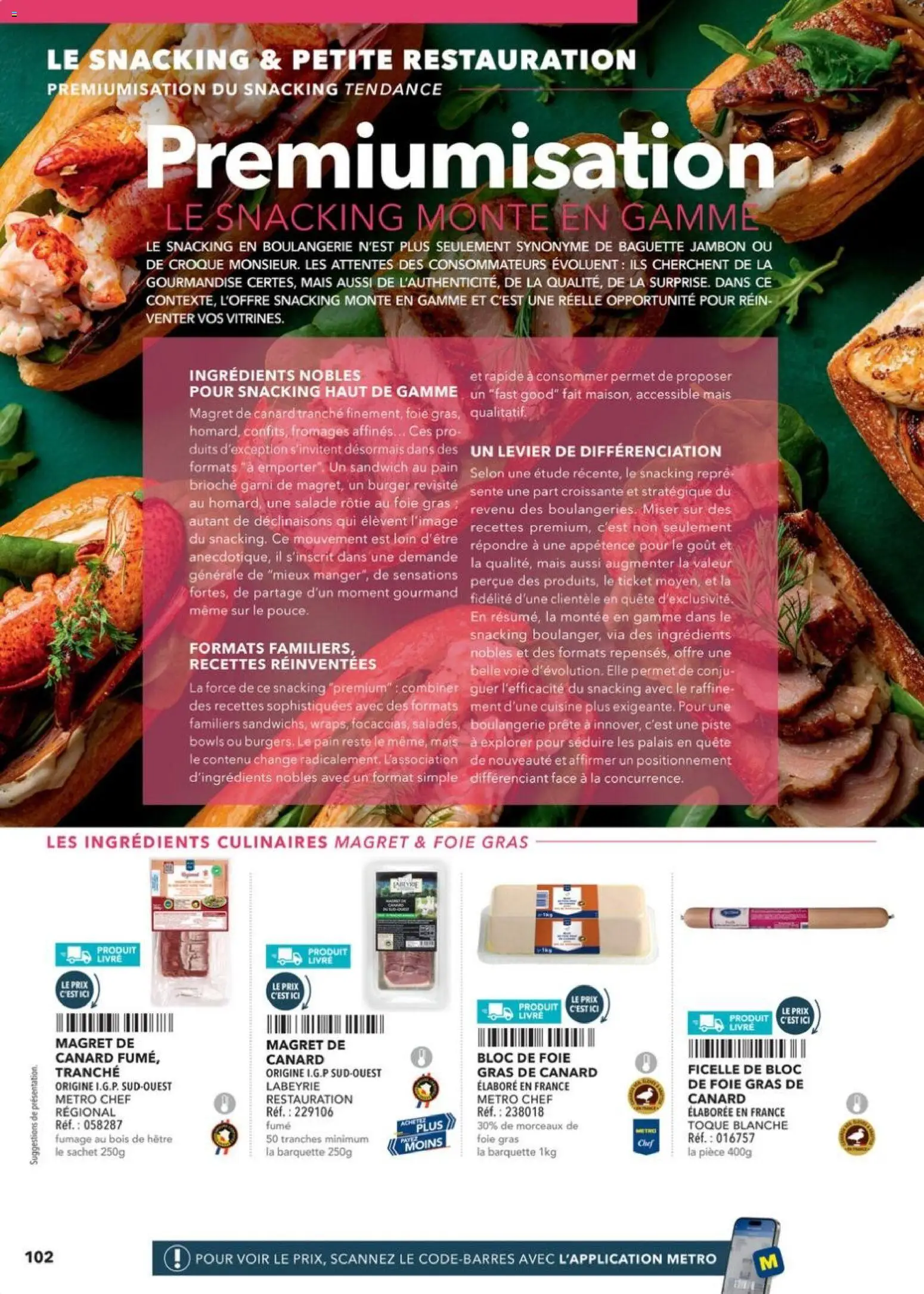 {H1} | Page: 102 | Produits: Magret de canard, Sandwich, Pain, Livre