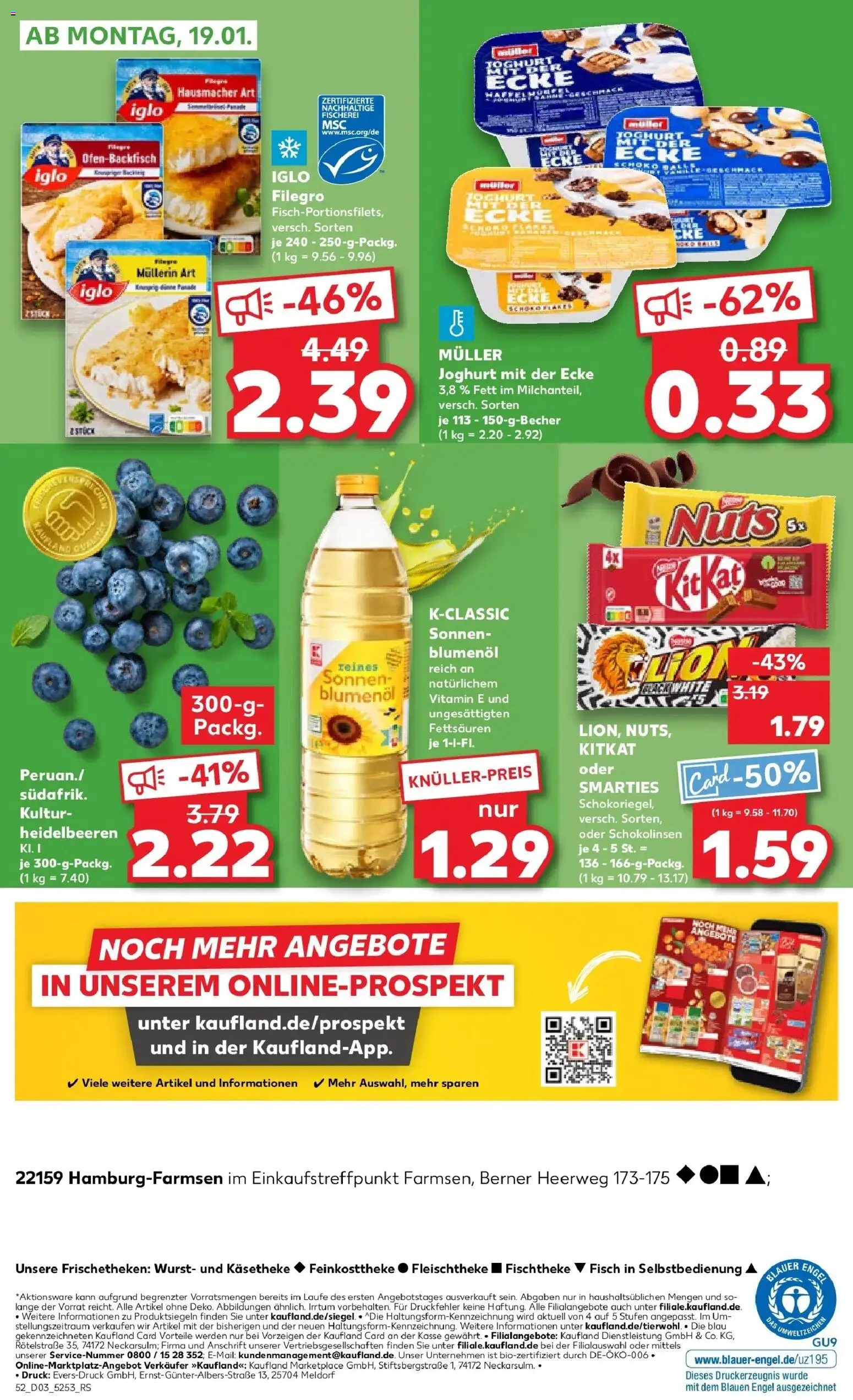 Kaufland prospekt Hamburg	 – gültig ab 15.01.2026 | Seite: 52 | Produkte: Joghurt, Iglo, Smarties, Heidelbeeren