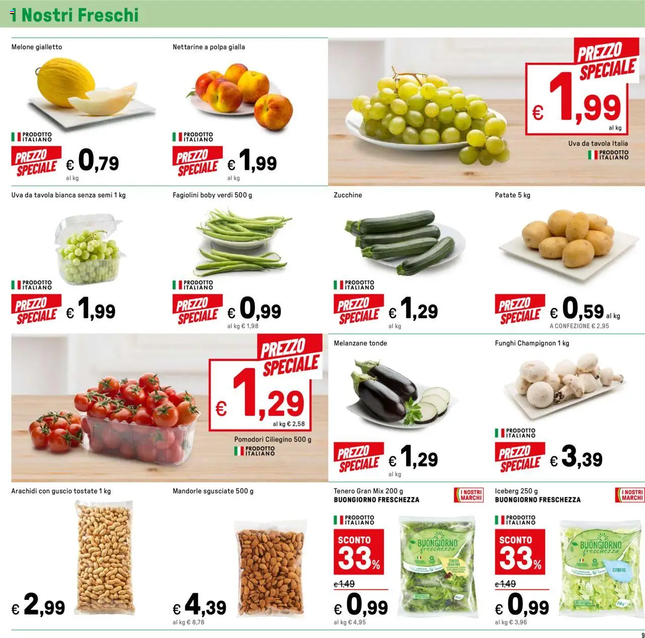 Volantino Iper del 24.08.2025 | Pagina: 9 | Prodotti: Patate, Mandorle, Uva, Fagiolini