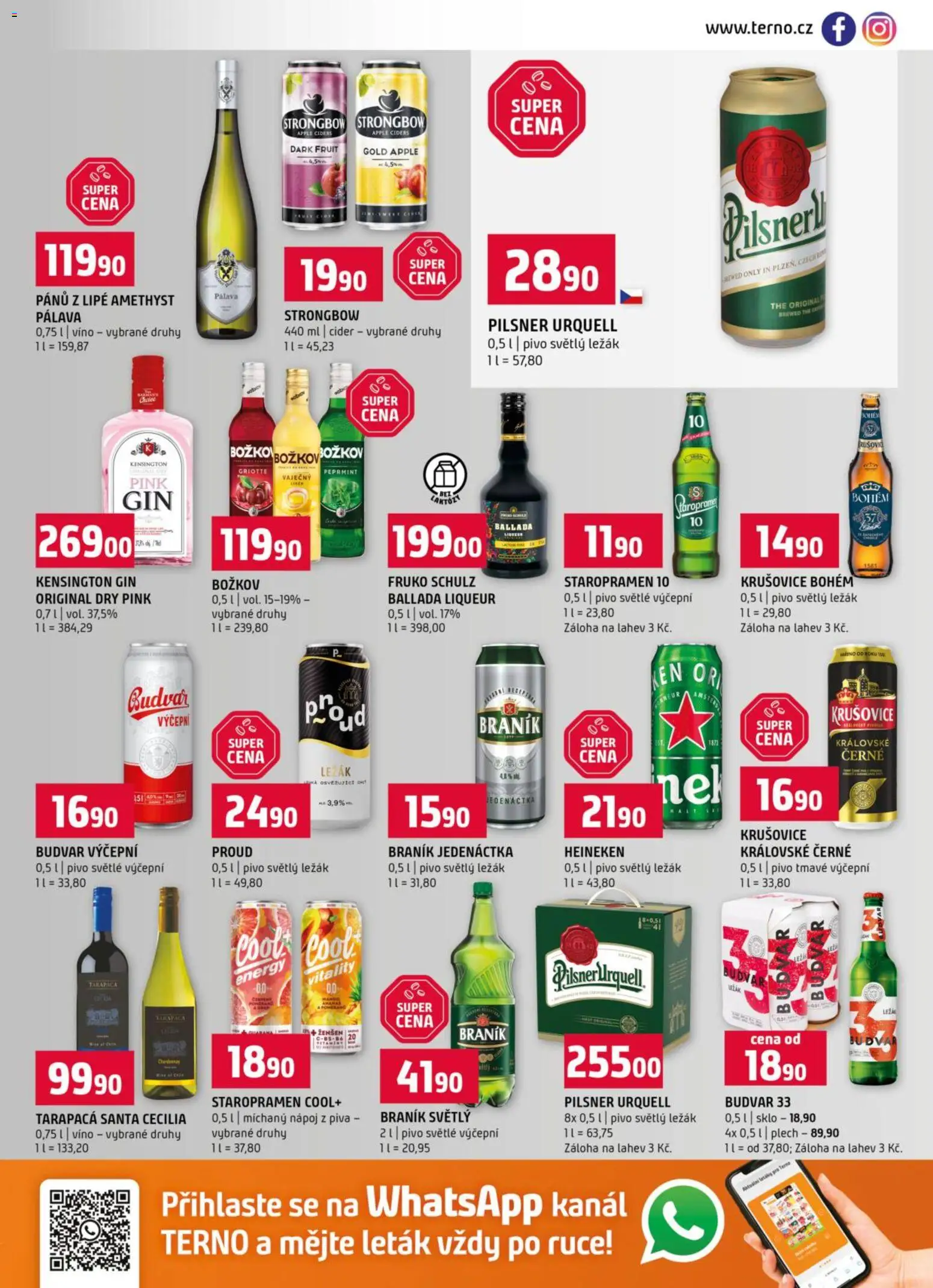 Terno leták od 14.01.2026 | Strana: 13 | Produkty: Heineken, Budvar, Gin, Krušovice