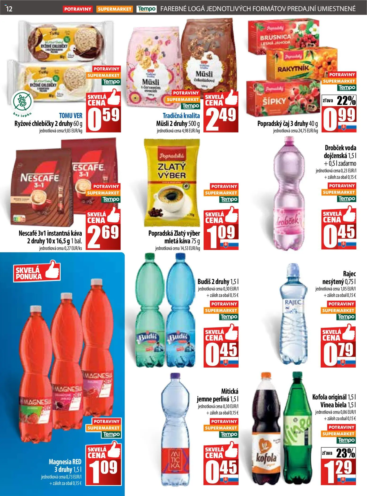 Nové COOP Jednota akcie – leták je platný od 20.11.2025 | Strana: 12 | Produkty: Čaj, Kofola, Magnesia, Voda