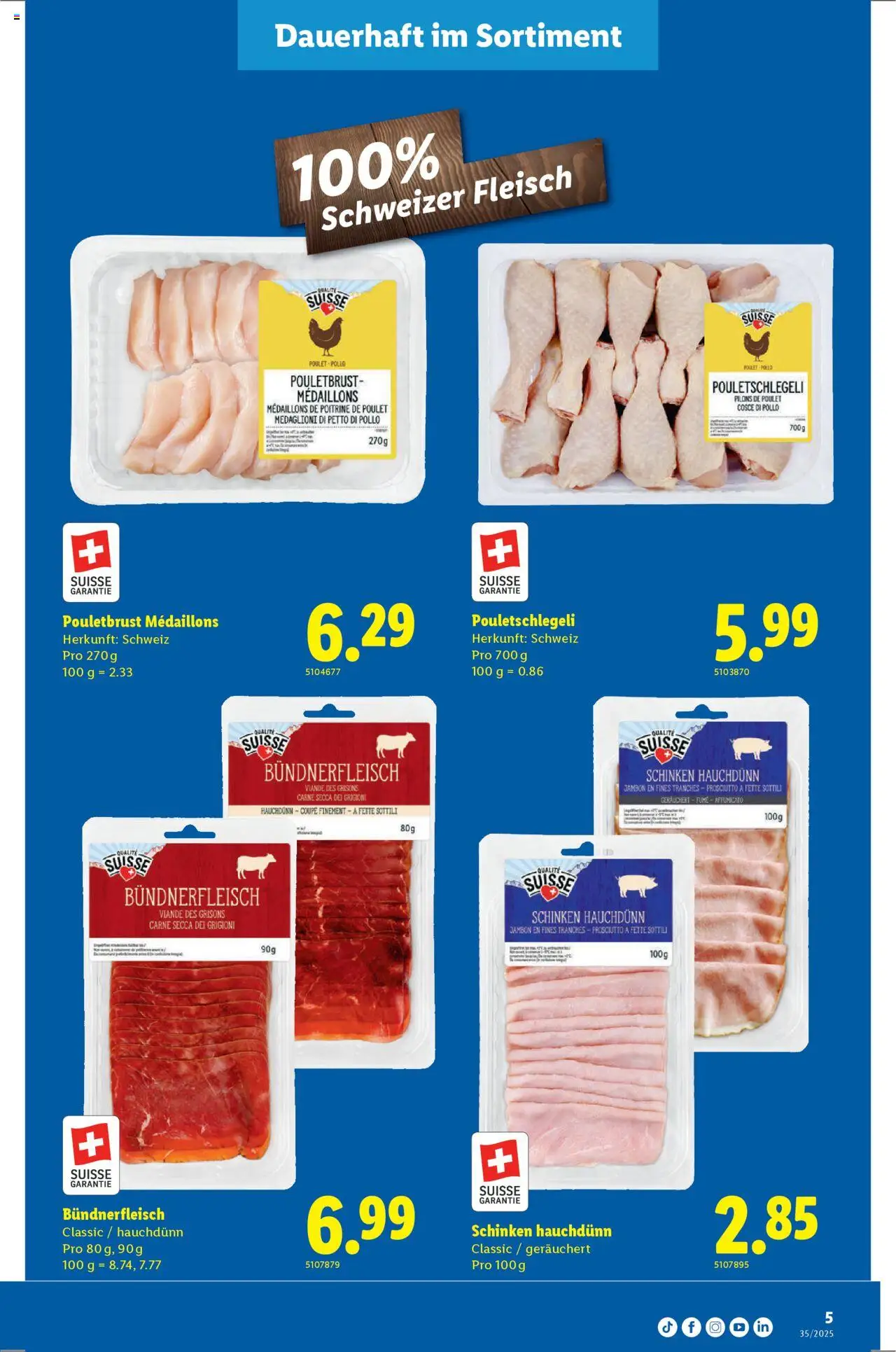Lidl Aktionen Qualité Suisse ab 28.08.2025 | Seite: 5 | Produkte: Pouletbrust, Schinken