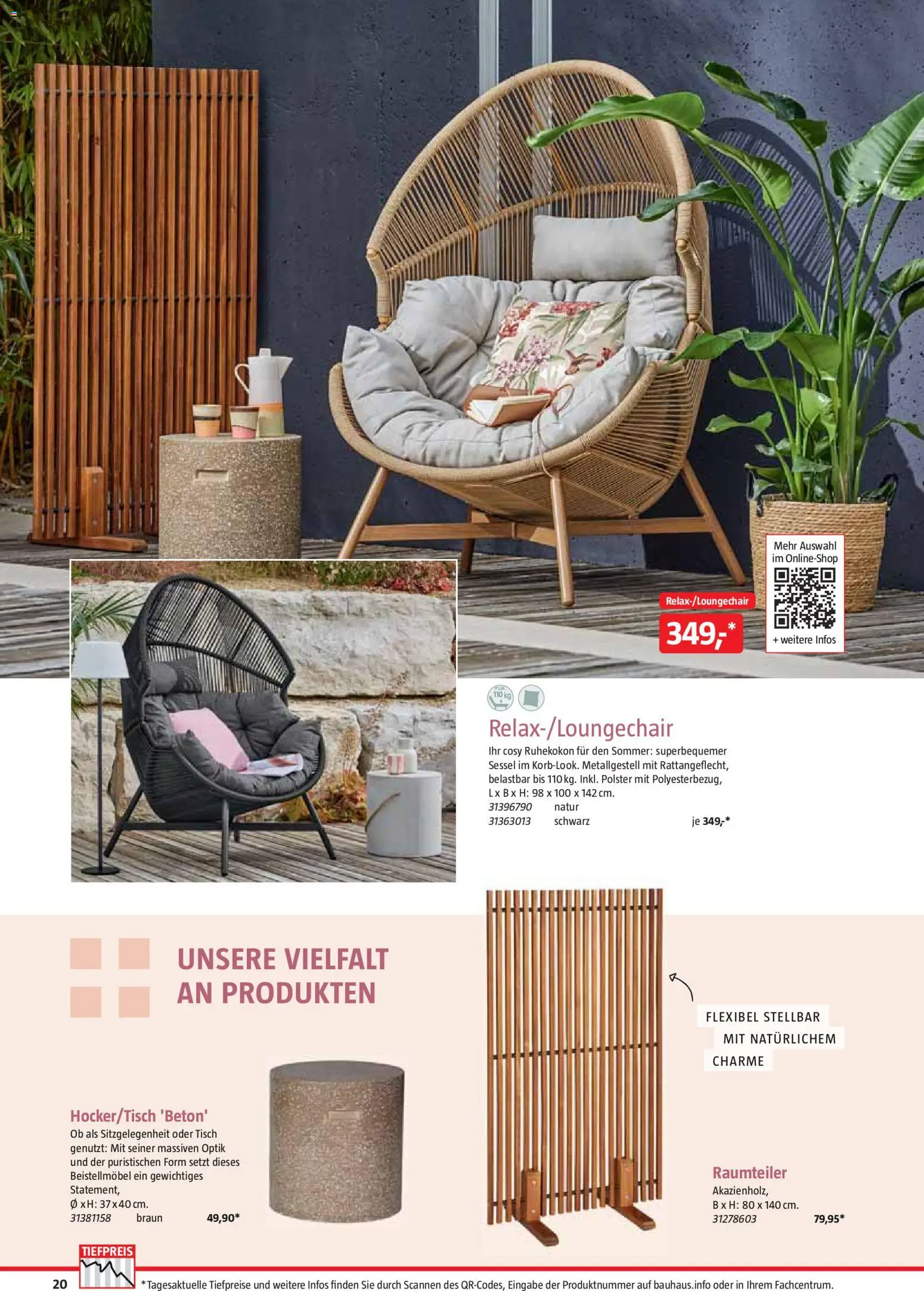 Bauhaus Freizeit im Garten gültig ab 01.05.2026 | Seite: 20 | Produkte: Sessel, Tisch