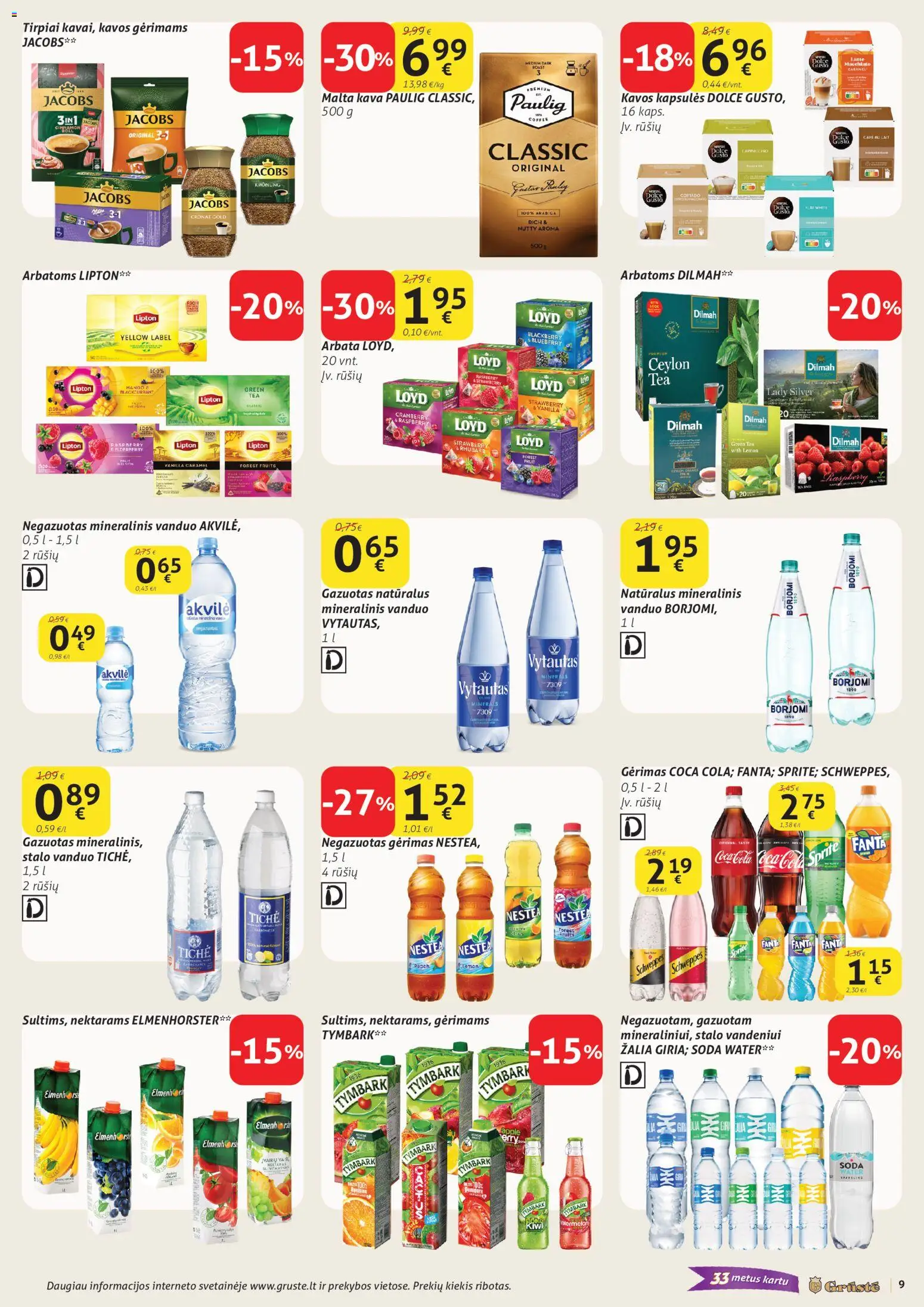 GRUSTE akcijos nuo 11.02.2026 | Puslapis: 9 | Prekių: Kava, Arbata, Mineralinis vanduo