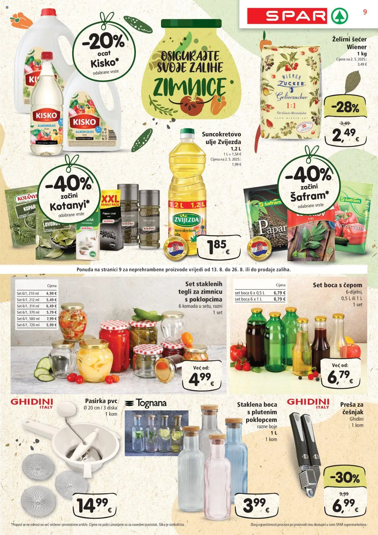 Spar katalog | vrijedi od 13.08.2025 | Stranica: 9 | Proizvodi: Ocat, Šećer, Papar, Češnjak