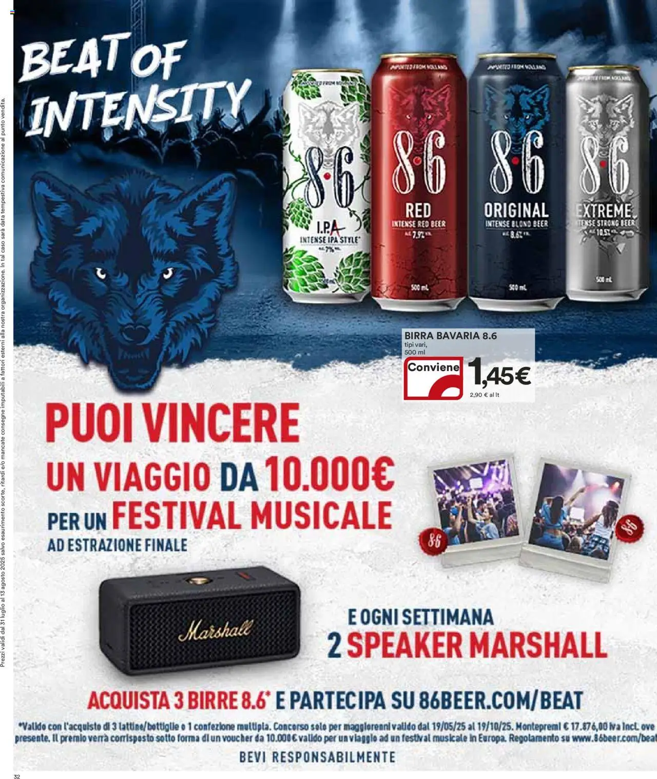 Volantino Ipercoop del 31.07.2025 | Pagina: 32 | Prodotti: Birra, Data, Speaker