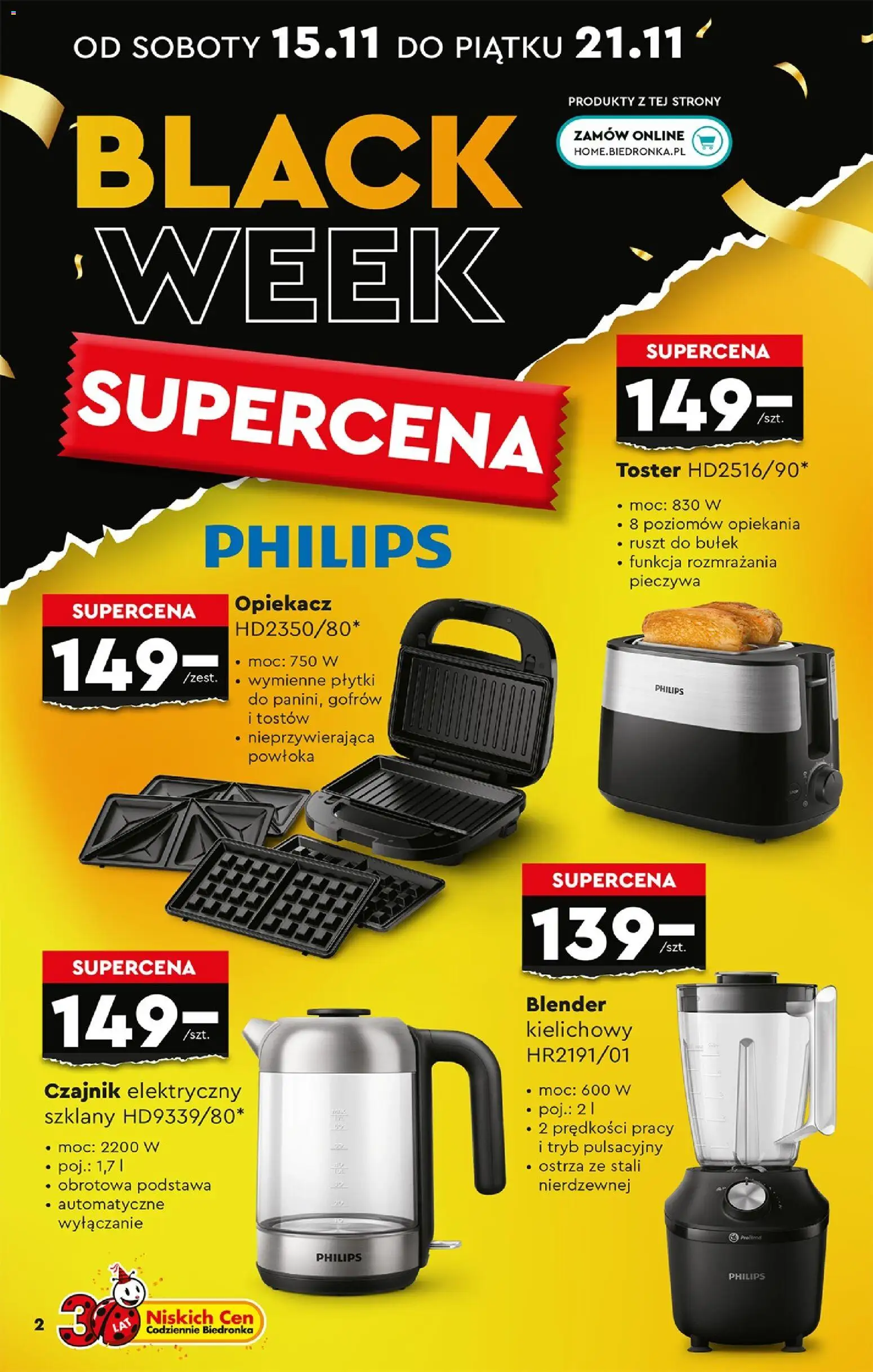 Biedronka Black Friday od 15.11.2025 | Strona: 4 | Produkty: Toster, Opiekacz, Ruszt, Blender