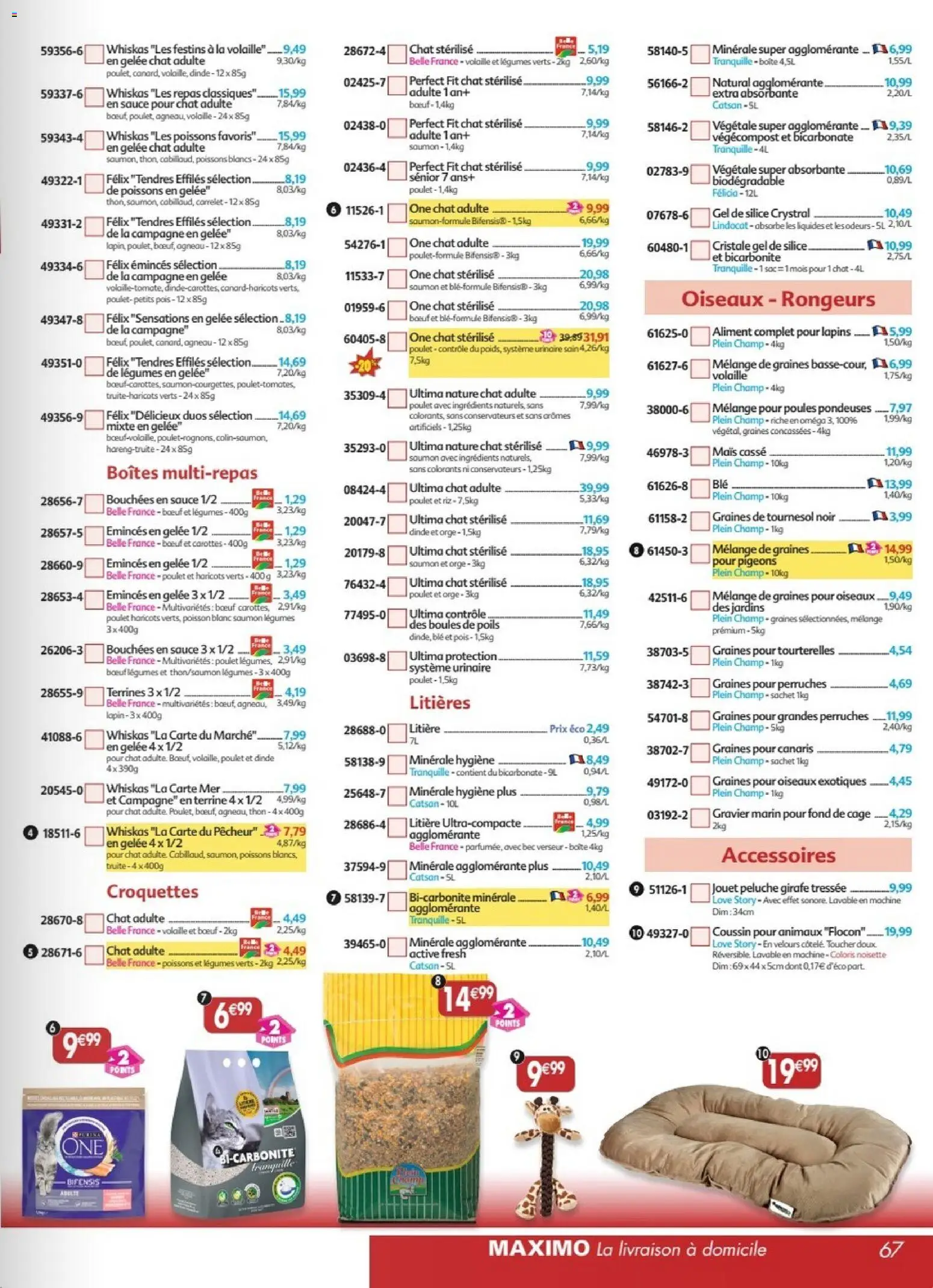 {H1} | Page: 67 | Produits: Noisette, Peluche, Ultima chat stérilisé, Poisson