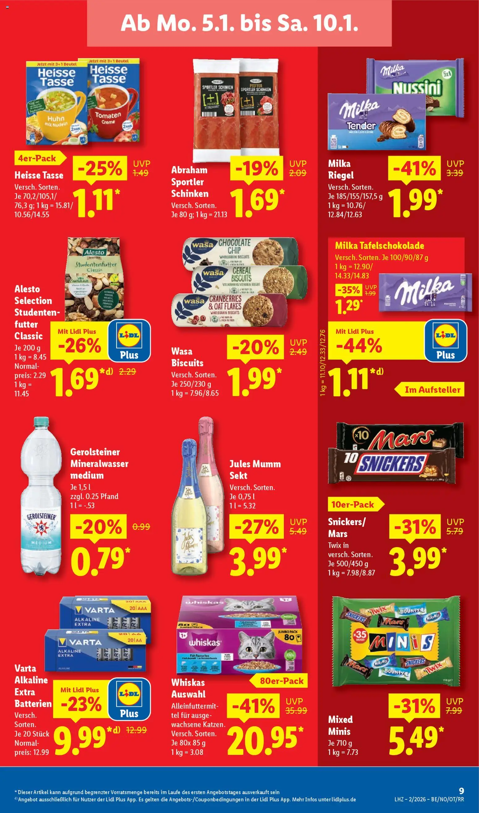 Lidl Prospekt Holzminden – gültig ab 05.01.2026 | Seite: 15 | Produkte: Jules mumm, Milka, Twix, Schinken