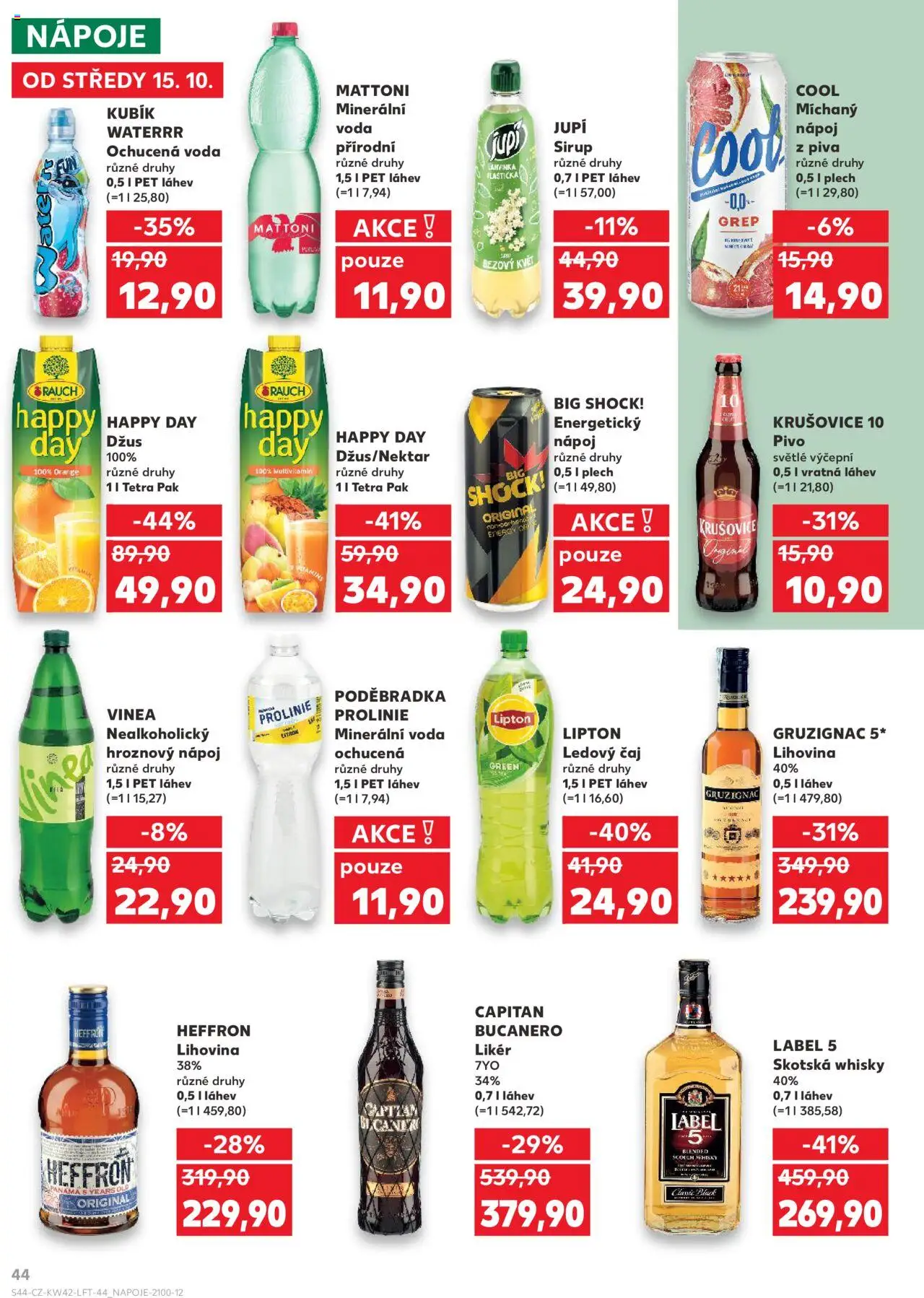 Kaufland leták - Chomutov od 15.10.2025 | Strana: 44 | Produkty: Mattoni, Voda, Ledový čaj, Láhev