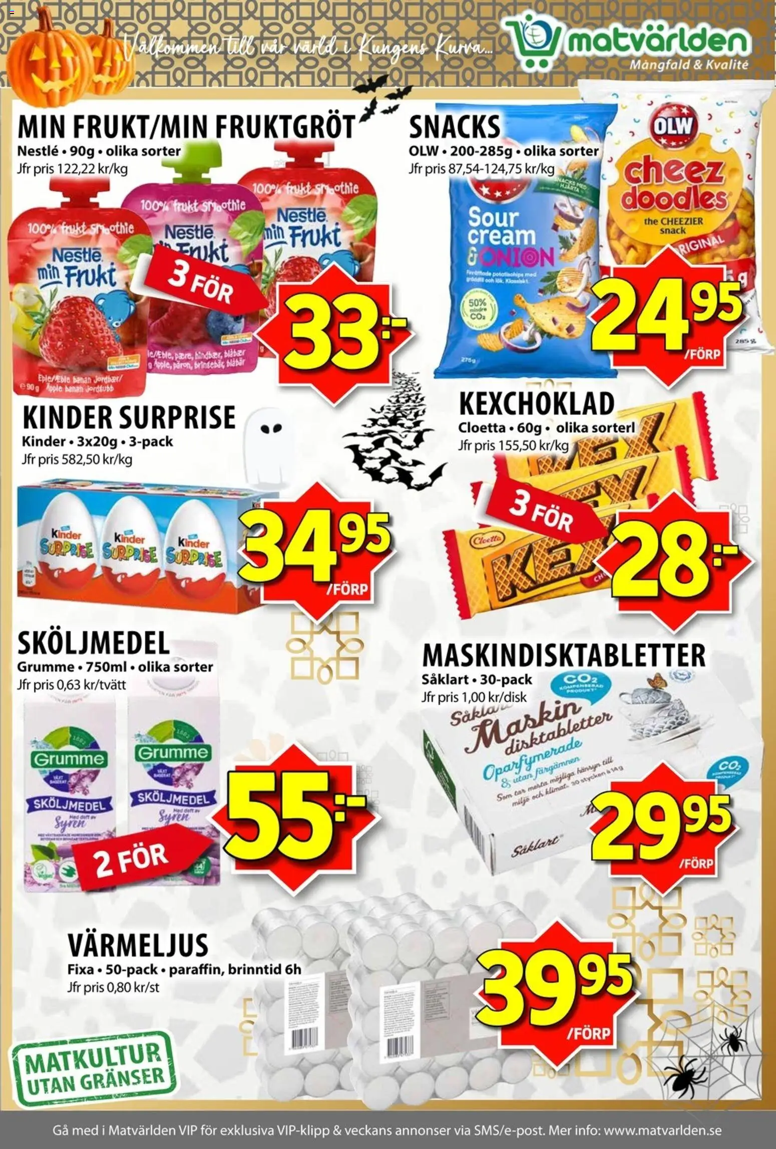Matvärlden reklamblad aktuell från 27.10.2025 | Sida: 6 | Produkter: Sköljmedel, Äpple, Värmeljus, Blåbär