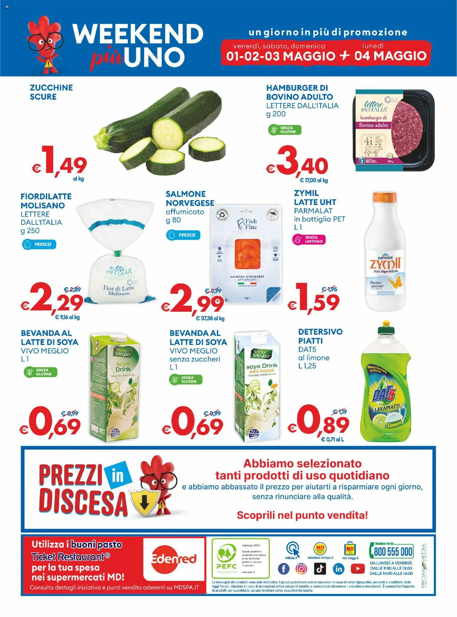 Volantino MD Discount del 21.04.2026 | Pagina: 34 | Prodotti: Bovino, Salmone, Zucchine, Hamburger