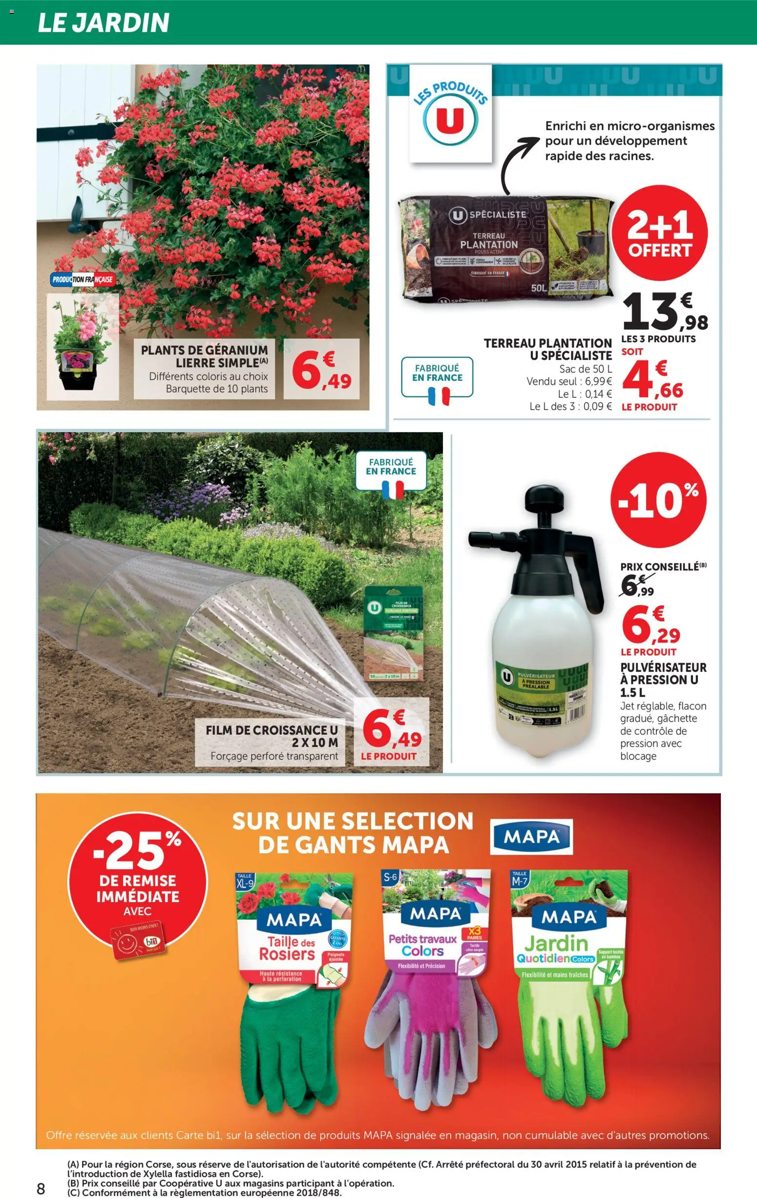 {H1} | Page: 8 | Produits: Sac, Terreau, Géranium, Gants