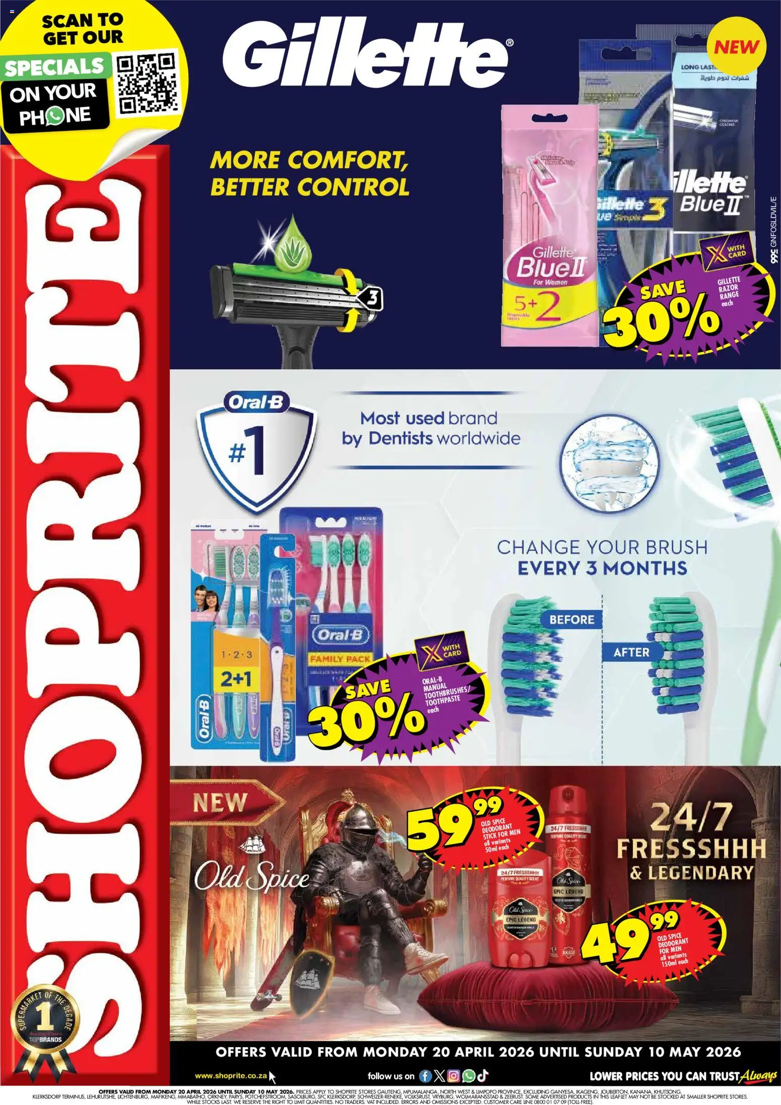 New Shoprite catalogue – valid from 20.04.2026 | Page: 1 | Products: Phone, Perfume, Brush, Deodorant