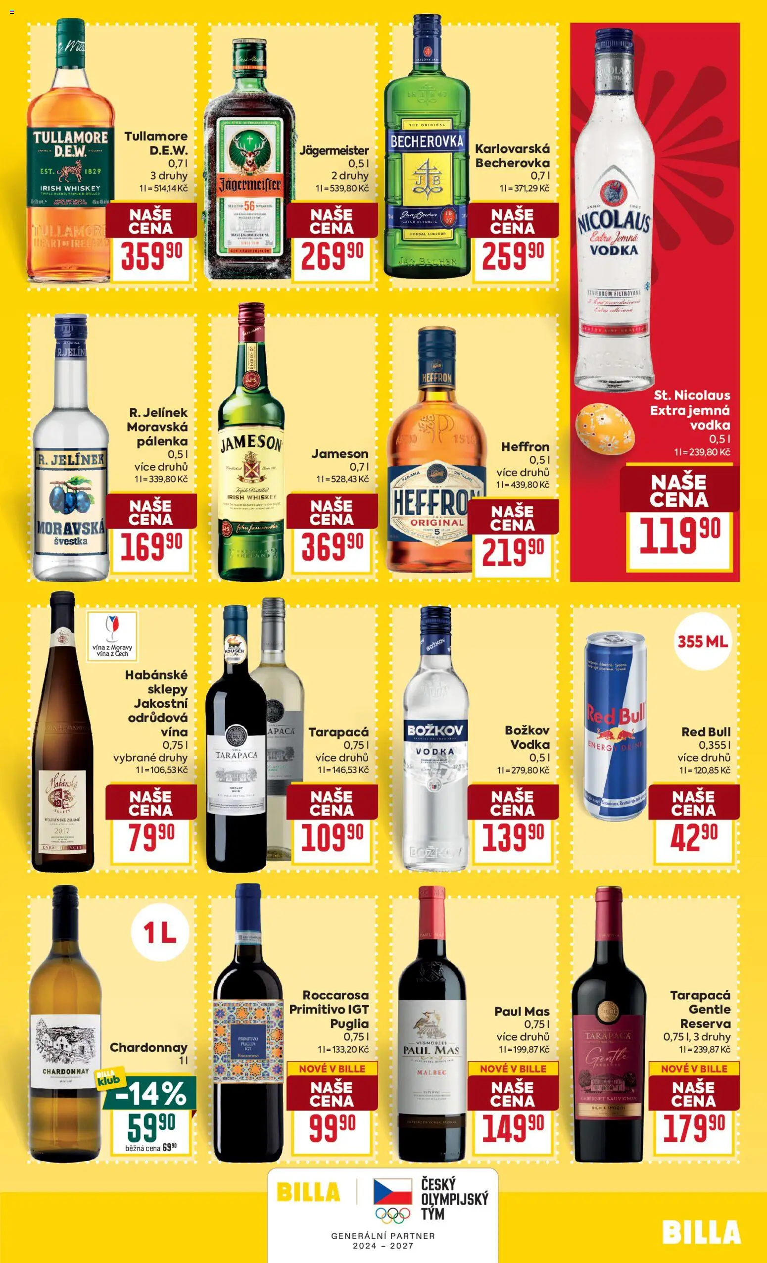Billa Velký leták od 01.04.2026 | Strana: 33 | Produkty: Jameson, Primitivo, Cabernet Sauvignon, Becherovka