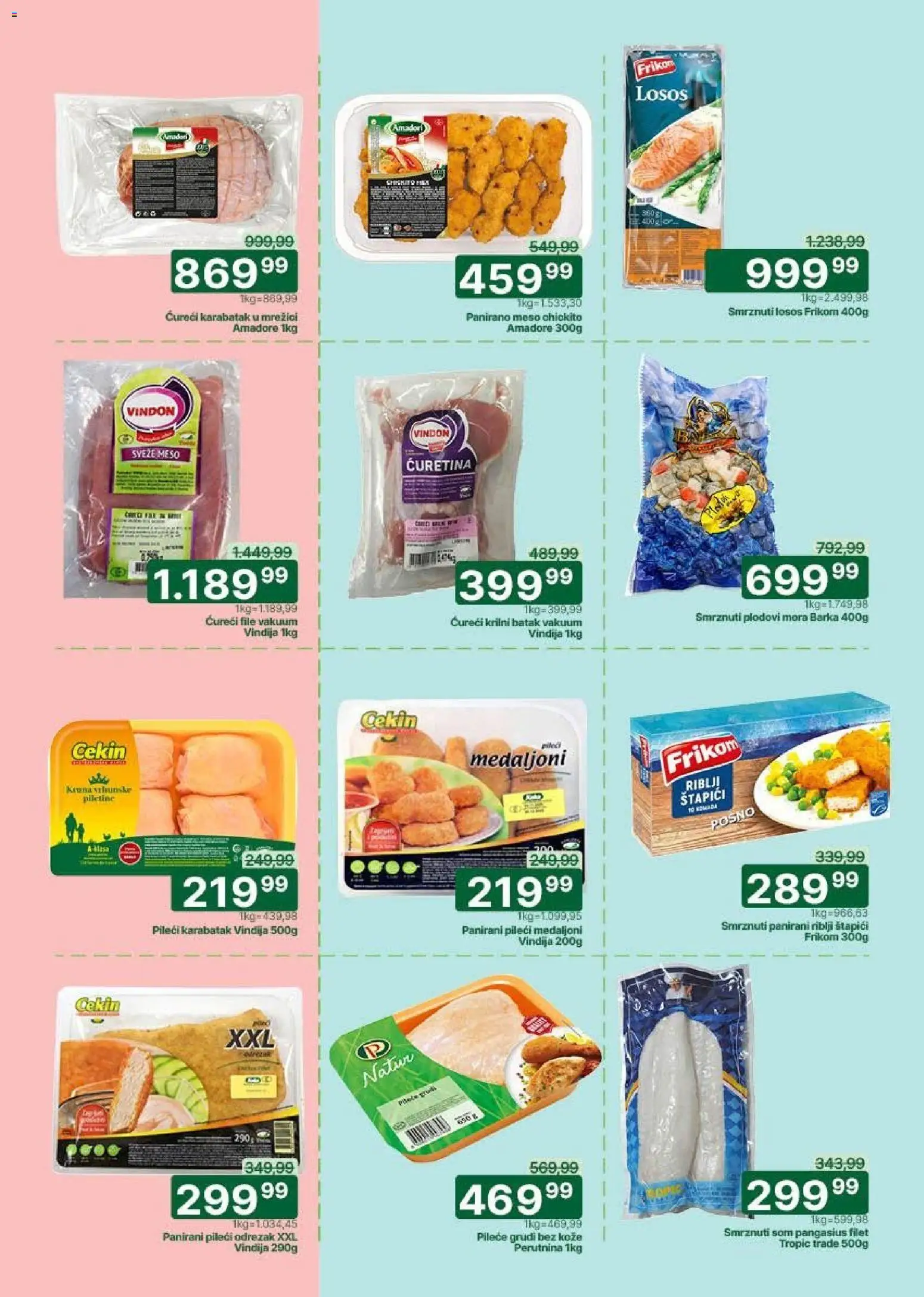 Univerexport katalog - važi od 02.02.2026 | Strana: 3 | Proizvode: Pileće grudi, Riblji štapići, Plodovi mora, Losos