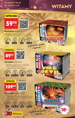 Pogląd oferty "Wyrzutnia Kingdom, efekt kolorowych komet z migoczącymi gwiazdami i deszczem trzaskających iskier, 38 strzałów, kaliber 18 mm, wysokość strzałów ~30 m, czas efektów ~45 sek." - ważna od 13.12.2025 | Strona: 36