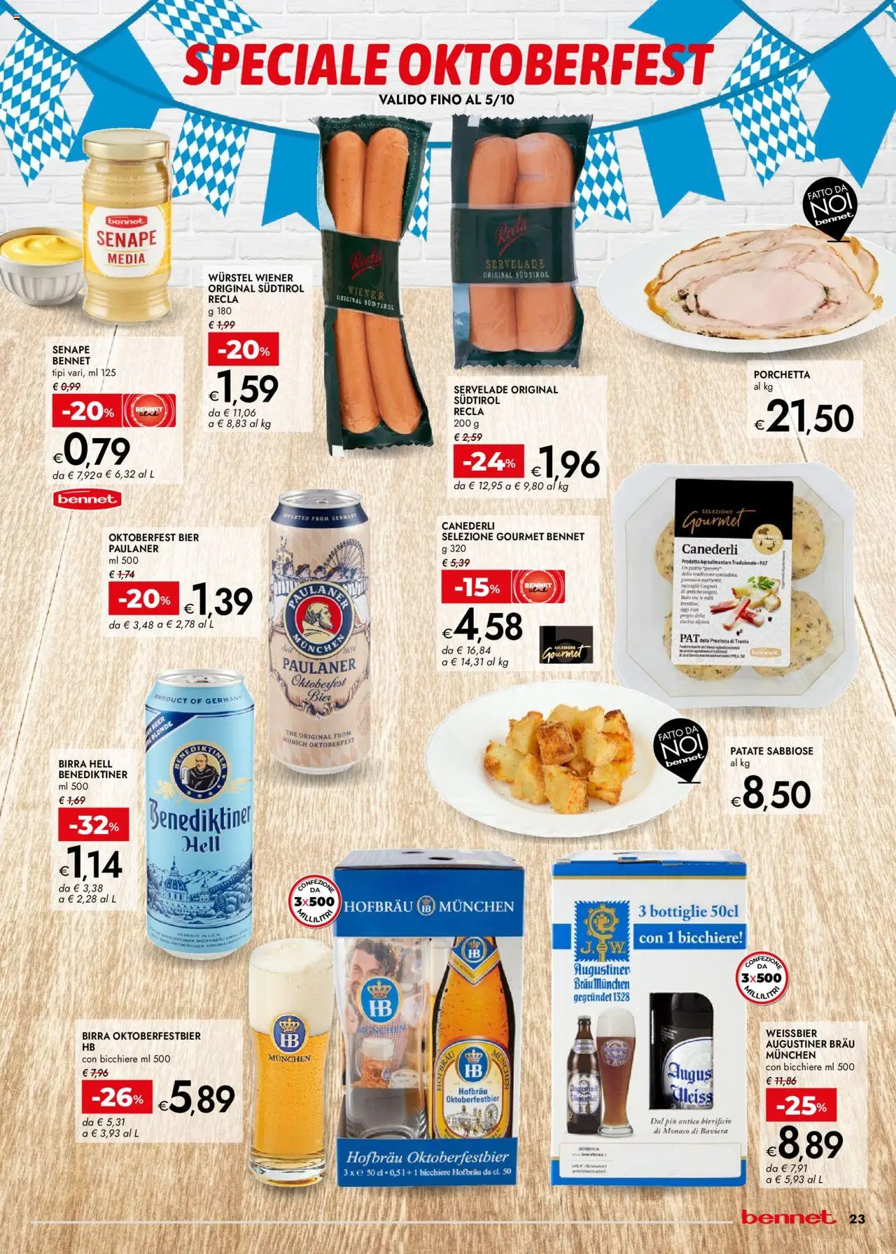 Volantino bennet del 11.09.2025 | Pagina: 23 | Prodotti: Porchetta, Wurstel, The, Senape