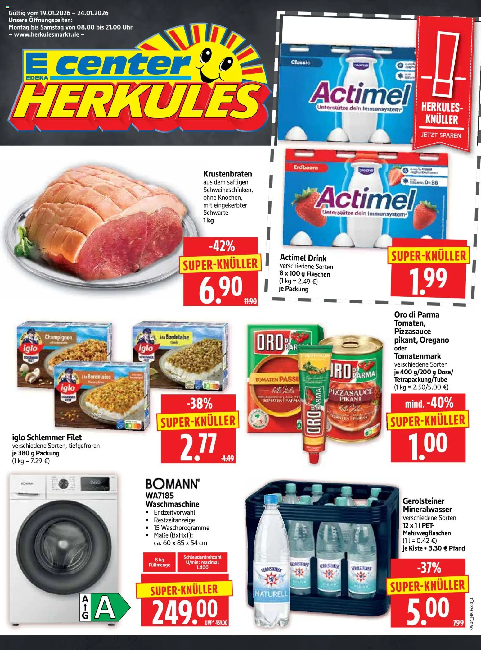 HERKULES Prospekt 	 – gültig ab 19.01.2026 | Seite: 1 | Produkte: Actimel, Iglo, Oro di parma, Gerolsteiner