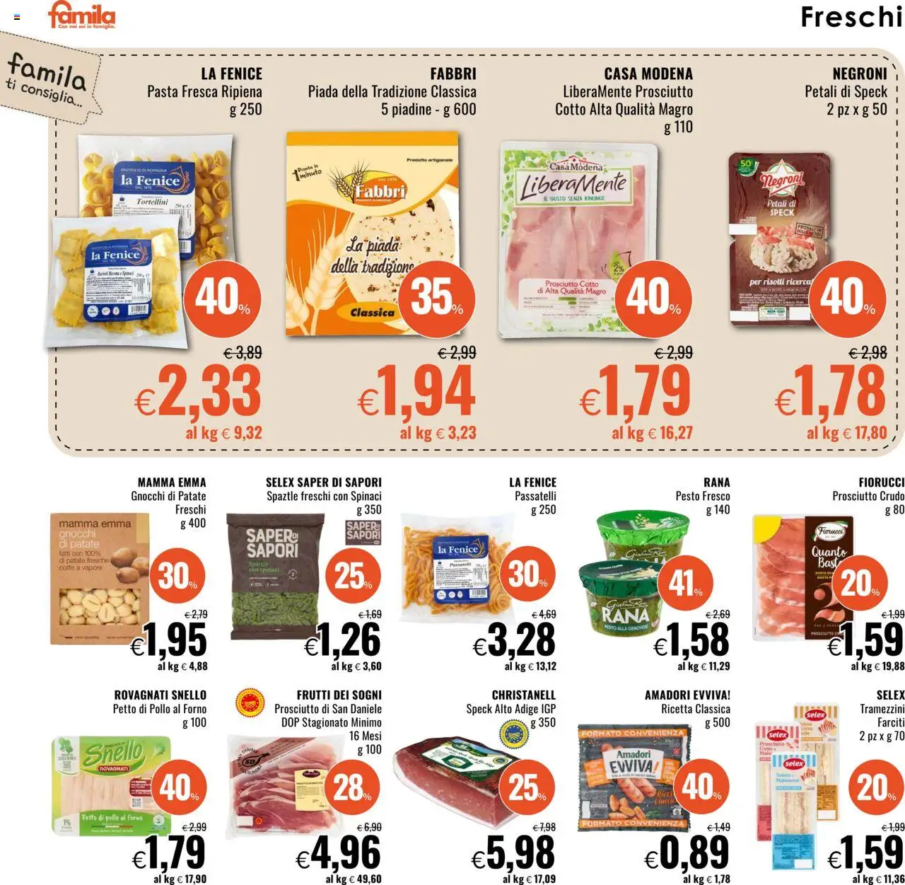 Volantino Famila del 31.07.2025 | Pagina: 6 | Prodotti: Prosciutto Crudo, Pollo, Prosciutto, Forno