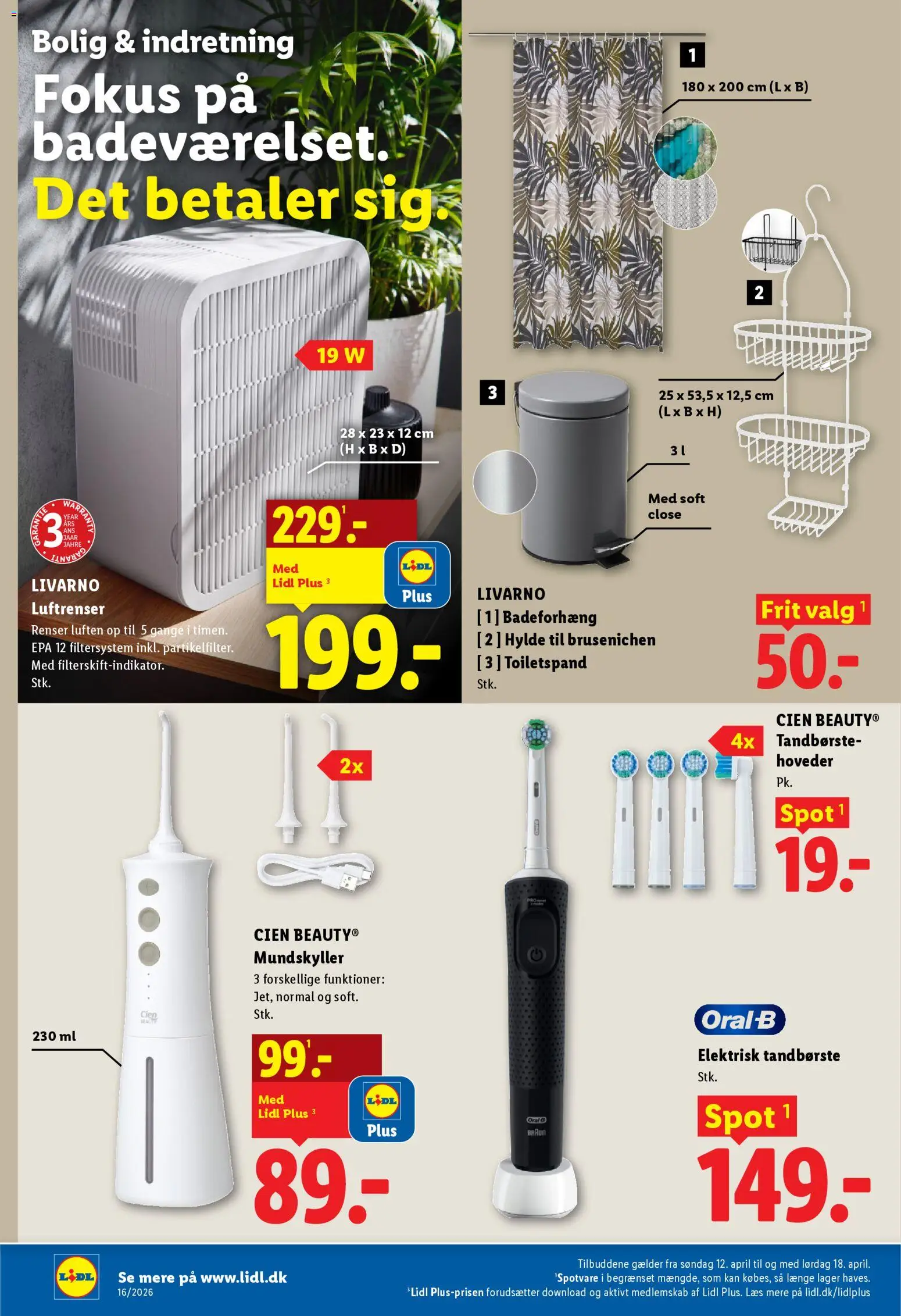 Lidl tilbudsavis – gyldig fra 12.04.2026 | Side: 15 | Produkter: Tandbørste, Elektrisk Tandbørste, Søm, Badeforhæng