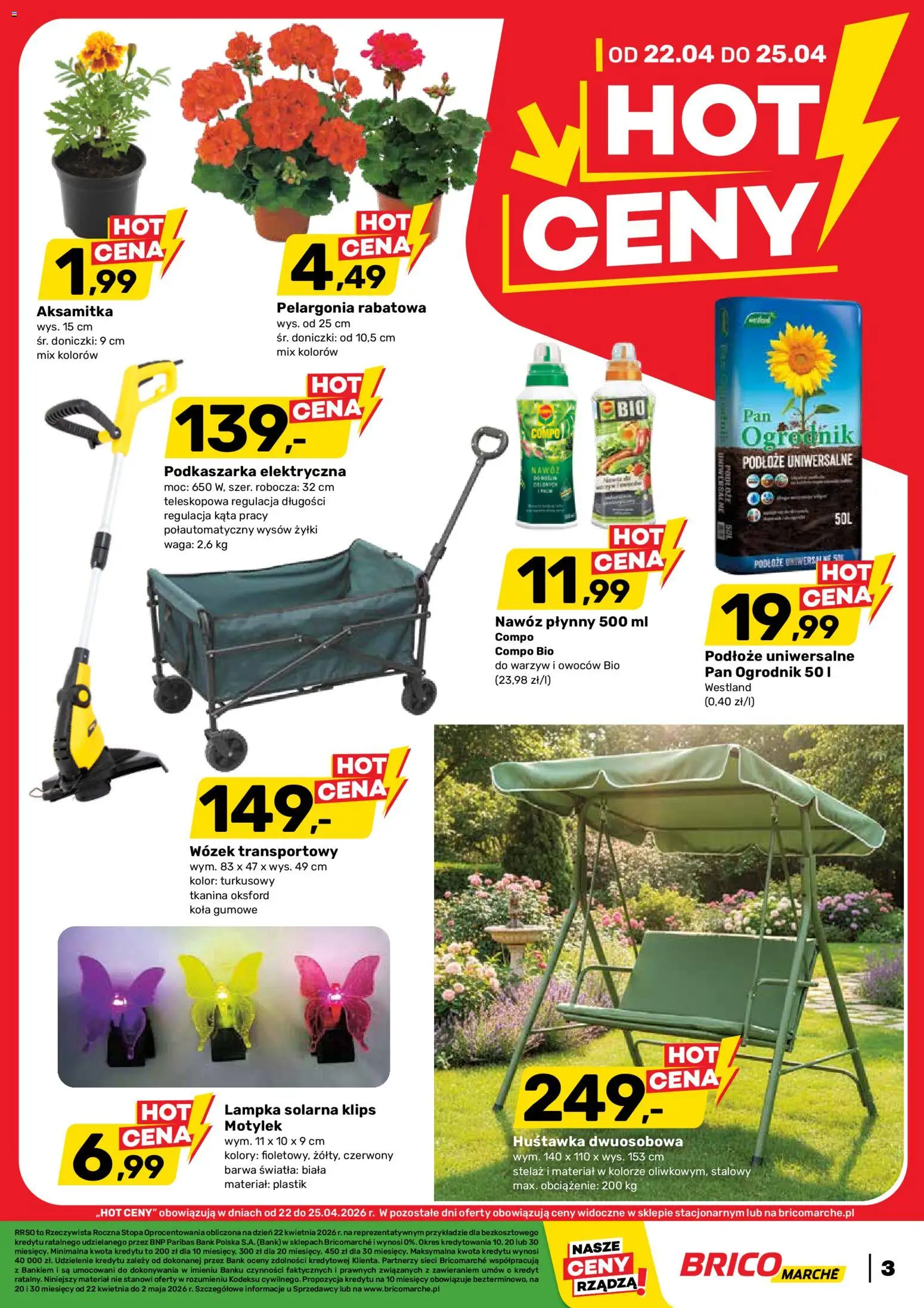 Brico Marché gazetka od 22.04.2026 | Strona: 3 | Produkty: Wózek transportowy, Waga, Doniczki