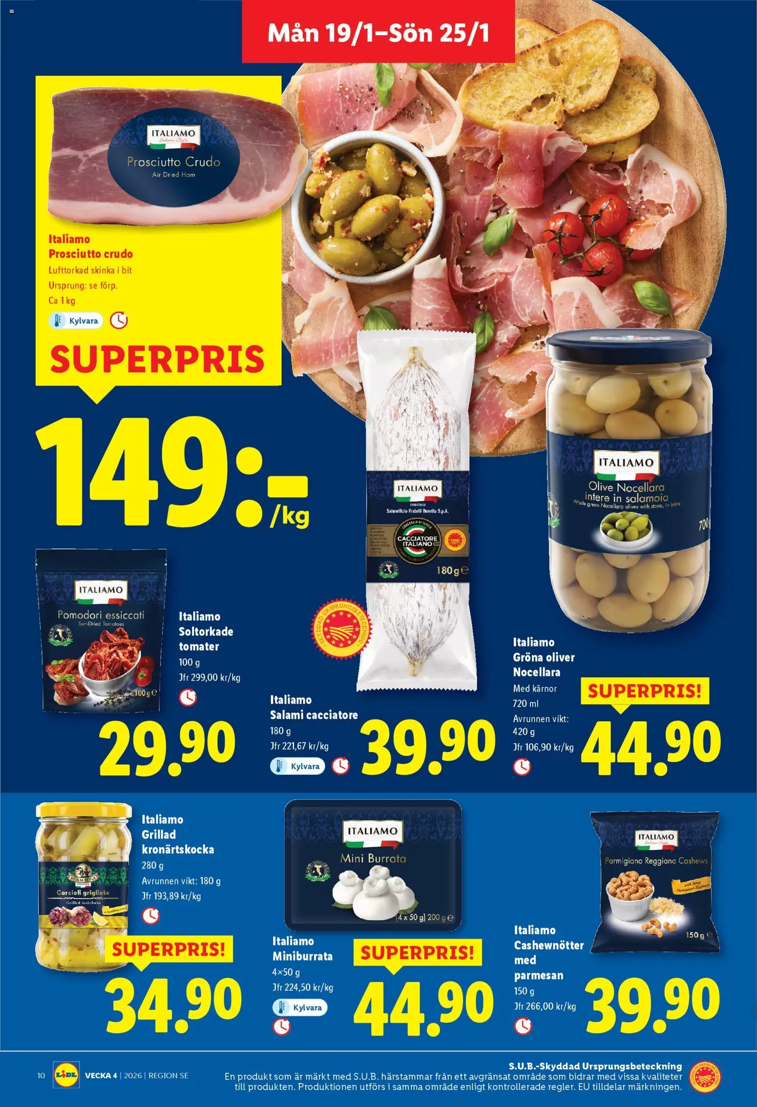 Lidl reklamblad aktuell från 19.01.2026 | Sida: 10 | Produkter: Cashewnötter, Salami, Tomater, Kronärtskocka