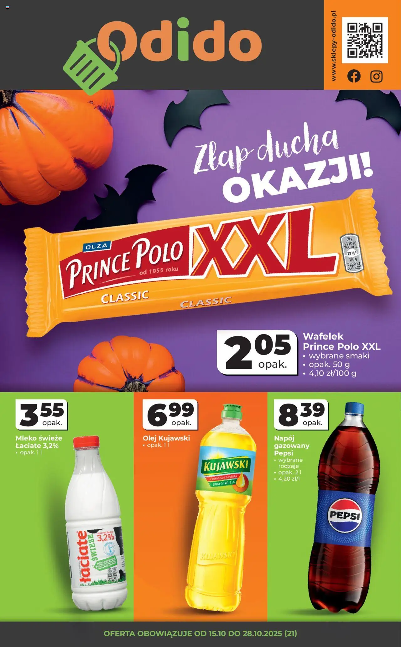 Odido Gazetka od 15.10.2025 | Strona: 1 | Produkty: Pepsi, Olej kujawski, Mleko, Olej