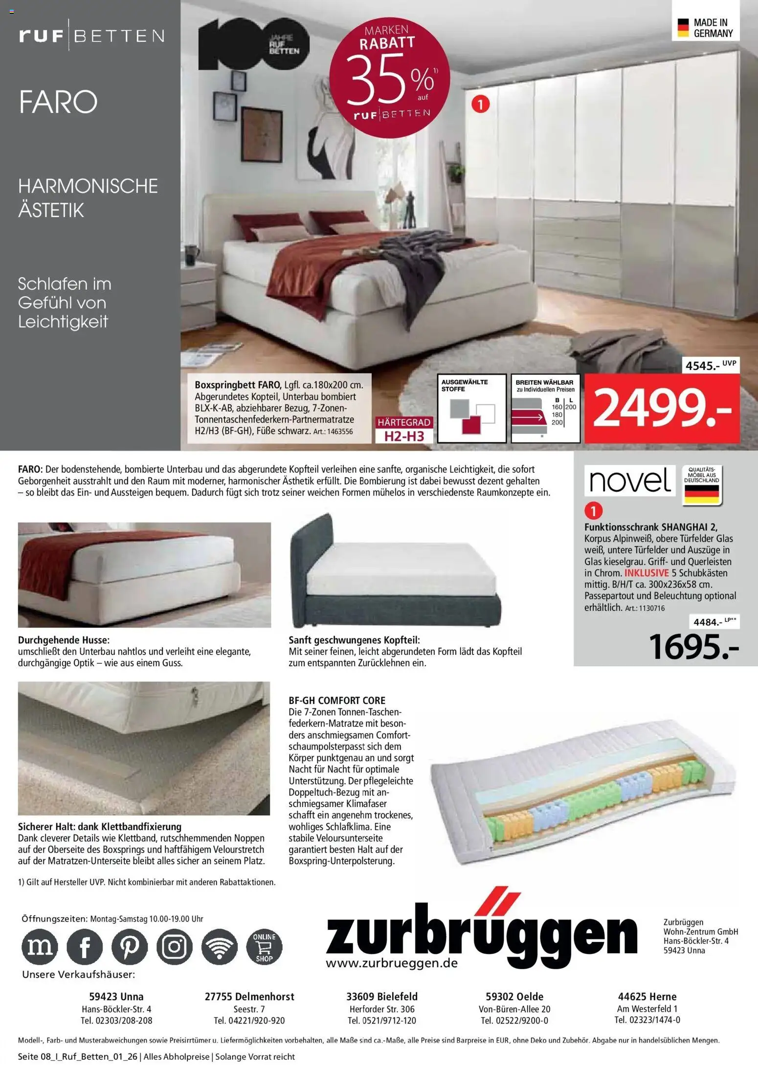 Zurbrüggen Ruf Betten Spezial – gültig ab 17.04.2026 | Seite: 8 | Produkte: Boxspringbett, Uhr