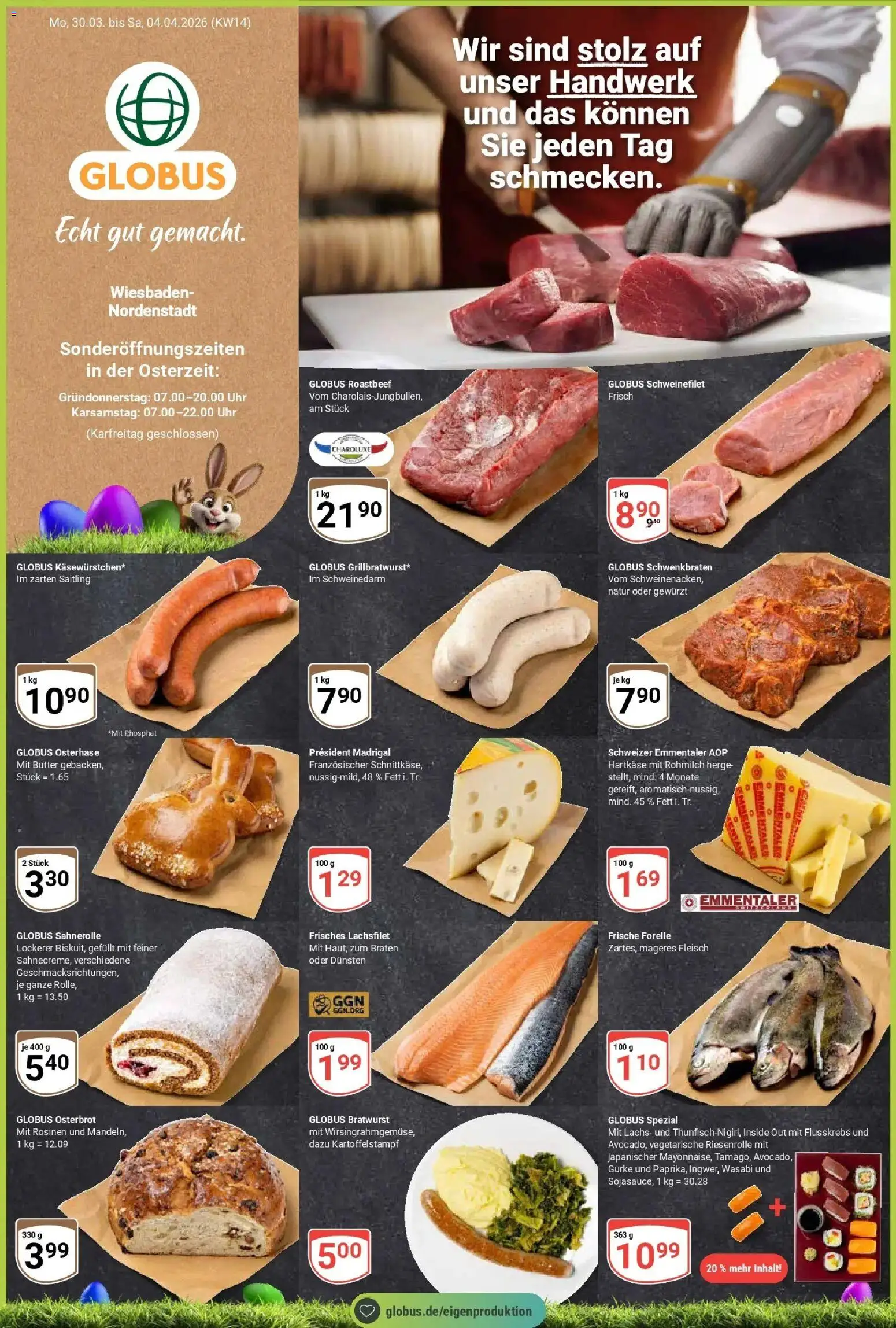 Globus prospekt Wiesbaden-Nordenstadt	 – gültig ab 30.03.2026 | Seite: 1 | Produkte: Roastbeef, Lachs, Fleisch, Uhr